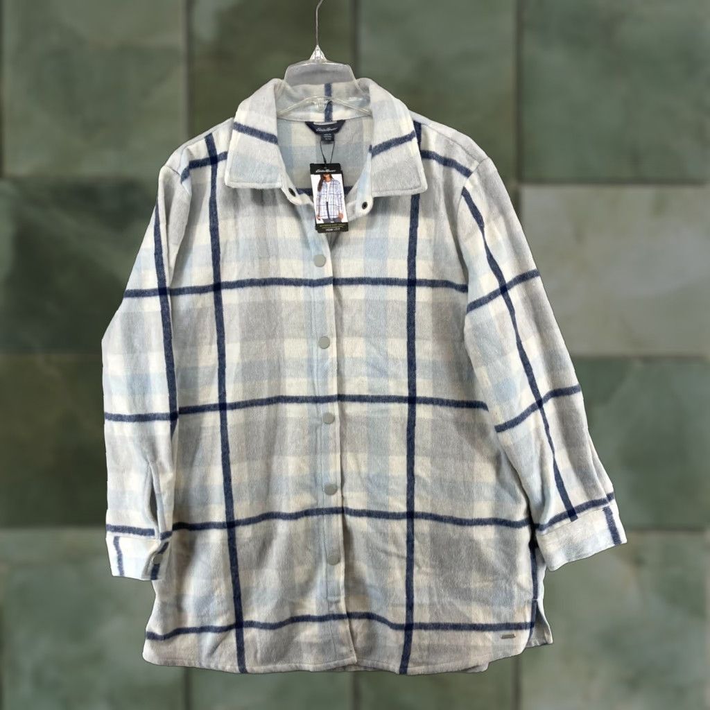 Eddie Bauer Eddie Bauer Women's Shacket XL Blue Plaid Fleece Button-Up Casual Shirt Snap Long Sleeve Outdoor Classic Size XL / US 12-14 / IT 48-50 - 1 Thumbnail