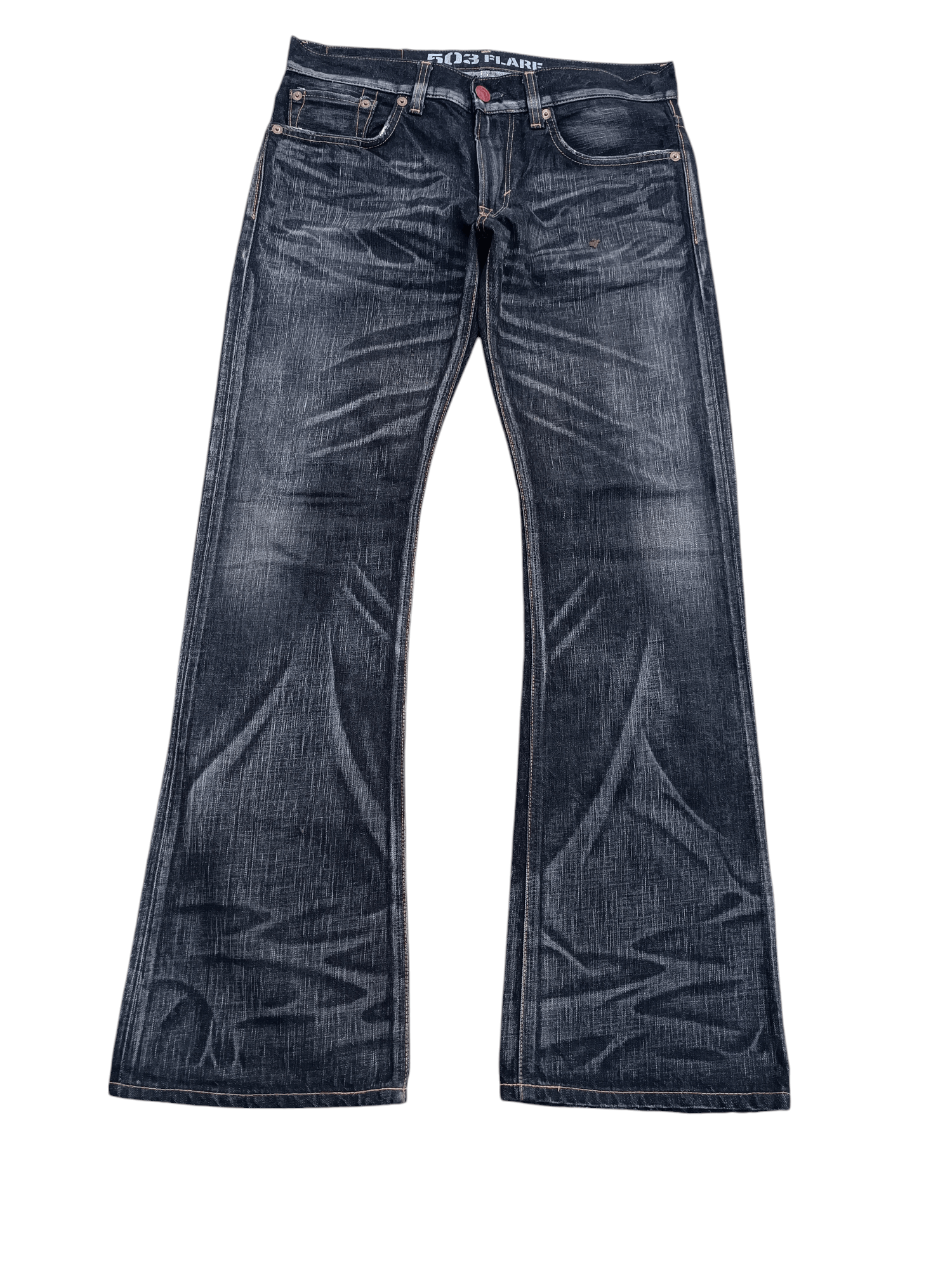 Edwin EDWIN 503 FLARE FADED & RUSTY PUNK STYLE WHISKERS DENIM Size US 34 / EU 50 - 4 Thumbnail