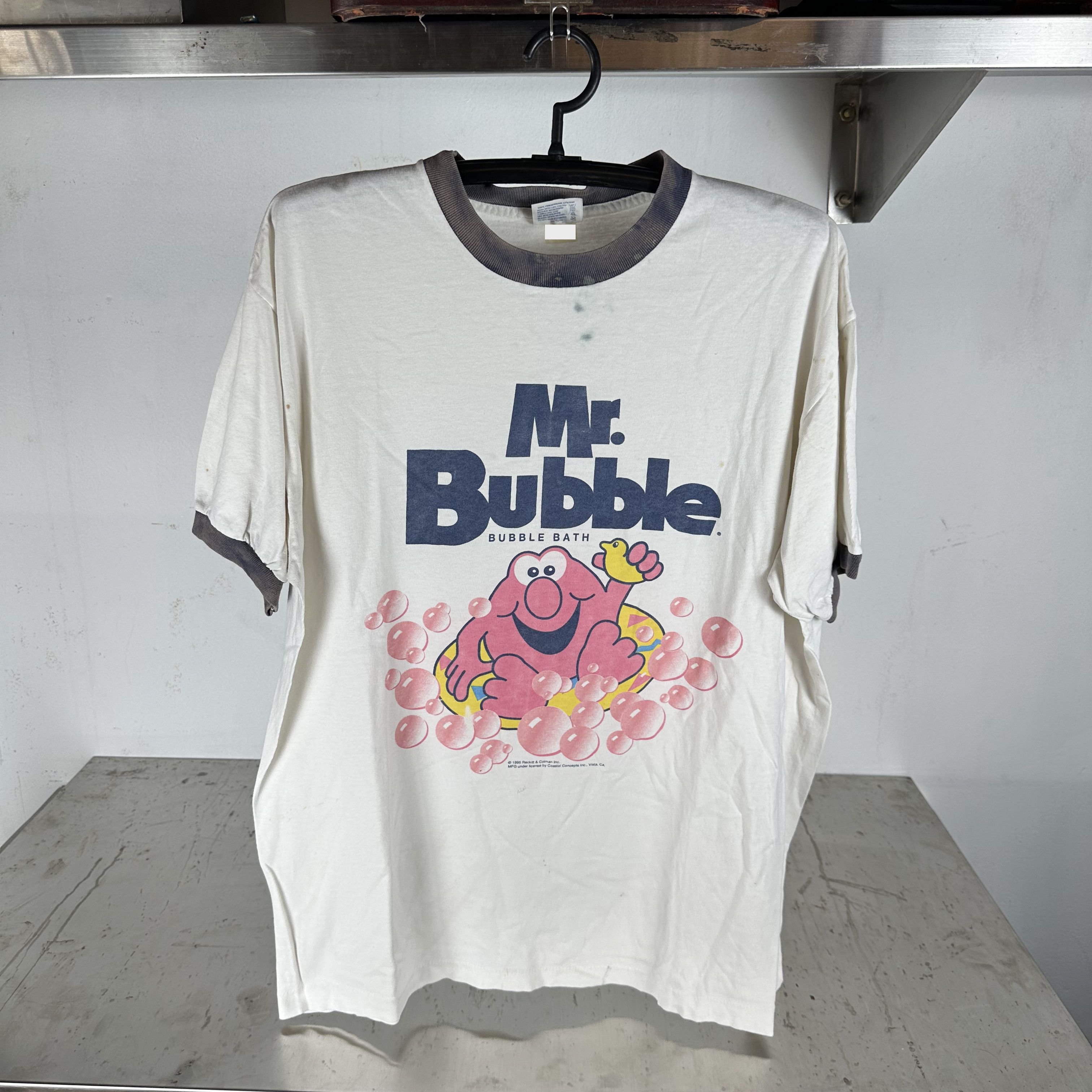 Vintage 1995 Mr. Bubble Bubble Bath Promo Graphic Ringer T-Shirt Size US XL / EU 56 / 4 - 1 Thumbnail
