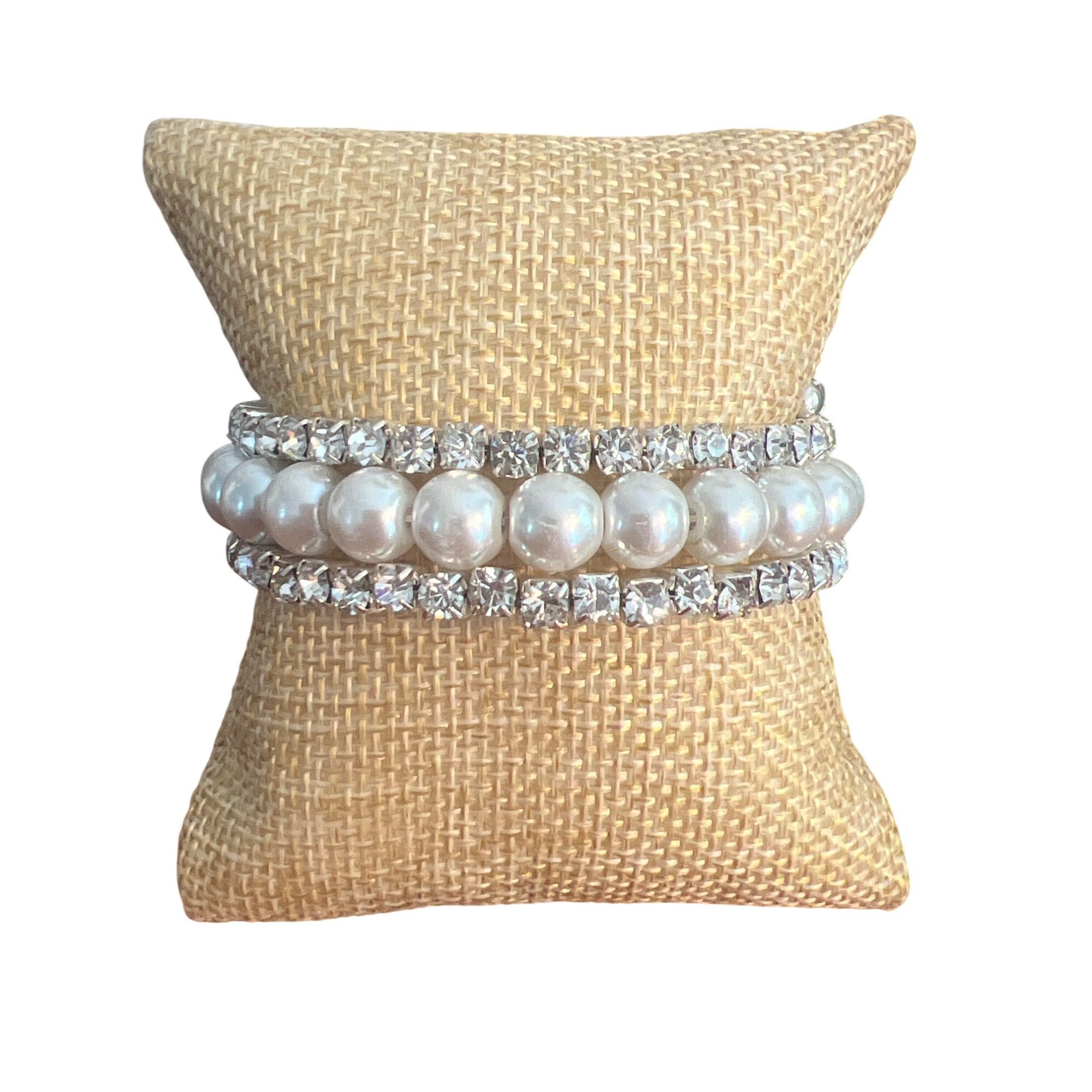 Other Vintage Silver Tone Faux Pearl Wrap Bracelet Wedding Prom Es Size ONE SIZE - 1 Thumbnail