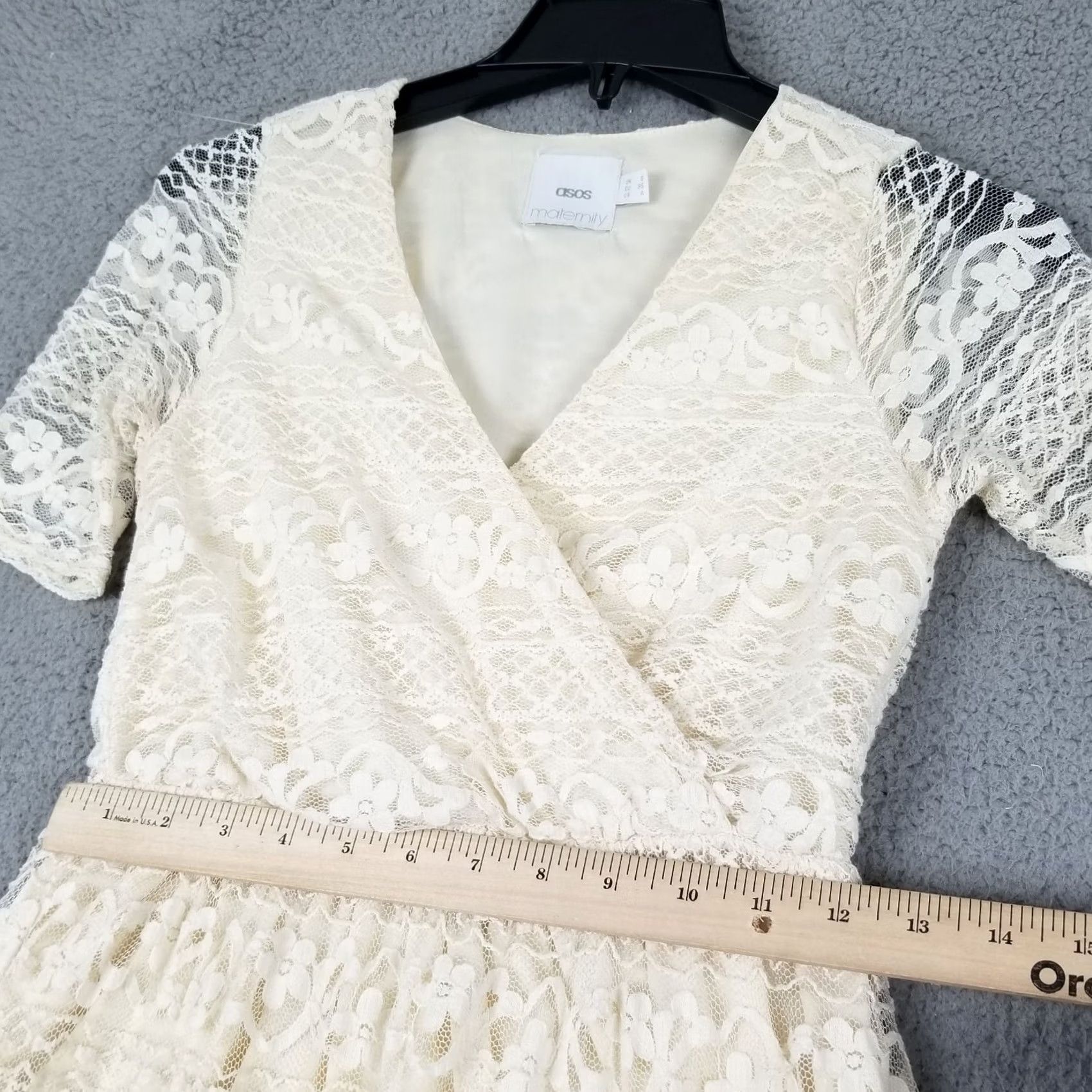 Asos ASOS Women's Maternity Lace Midi Dress Lined Short Sleeve Floral Ivory Size 4 Womens Size S / US 4 / IT 40 - 6 Thumbnail