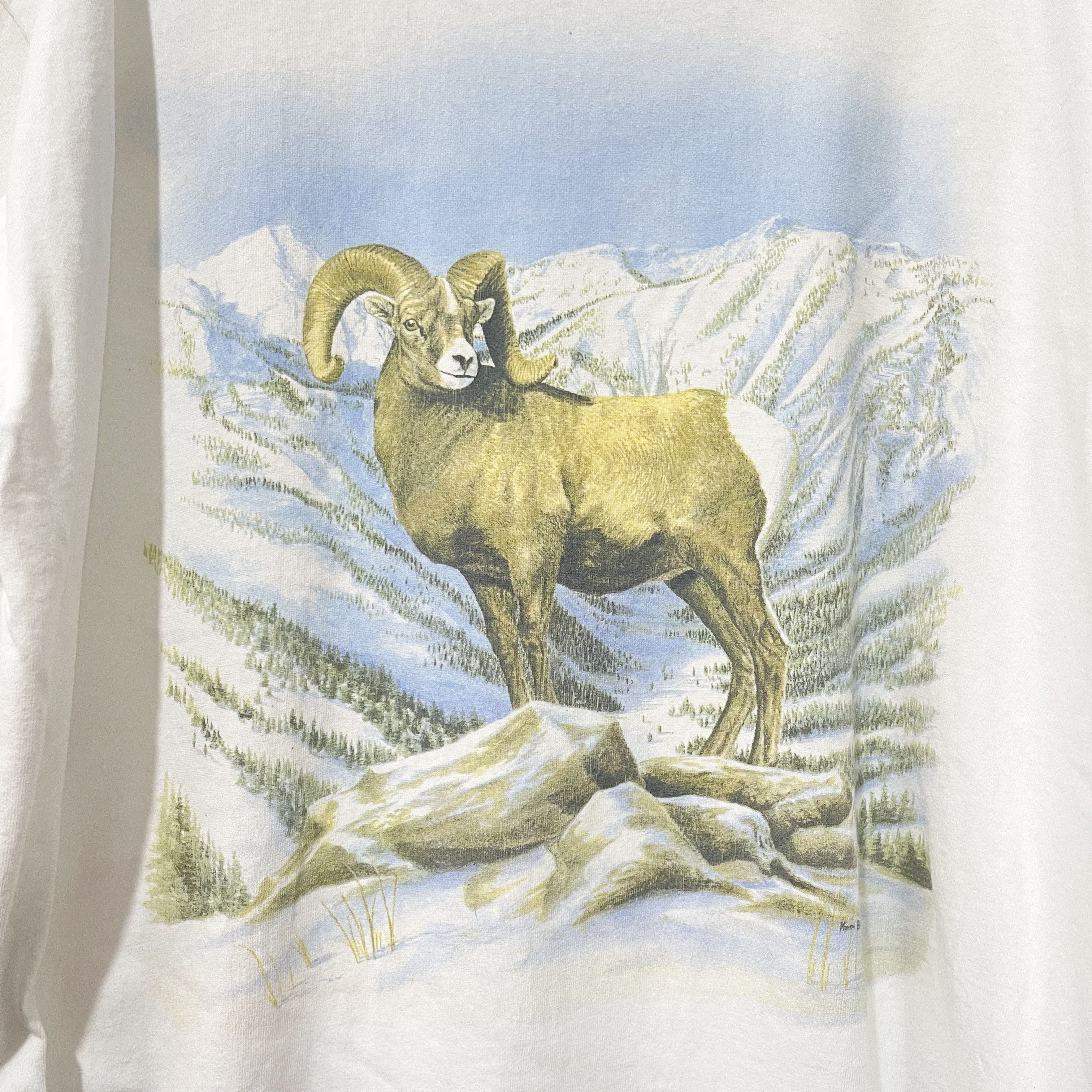 Vintage Vintage 90s Bighorn Sheep T-Shirt Size US XL / EU 56 / 4 - 2 Thumbnail