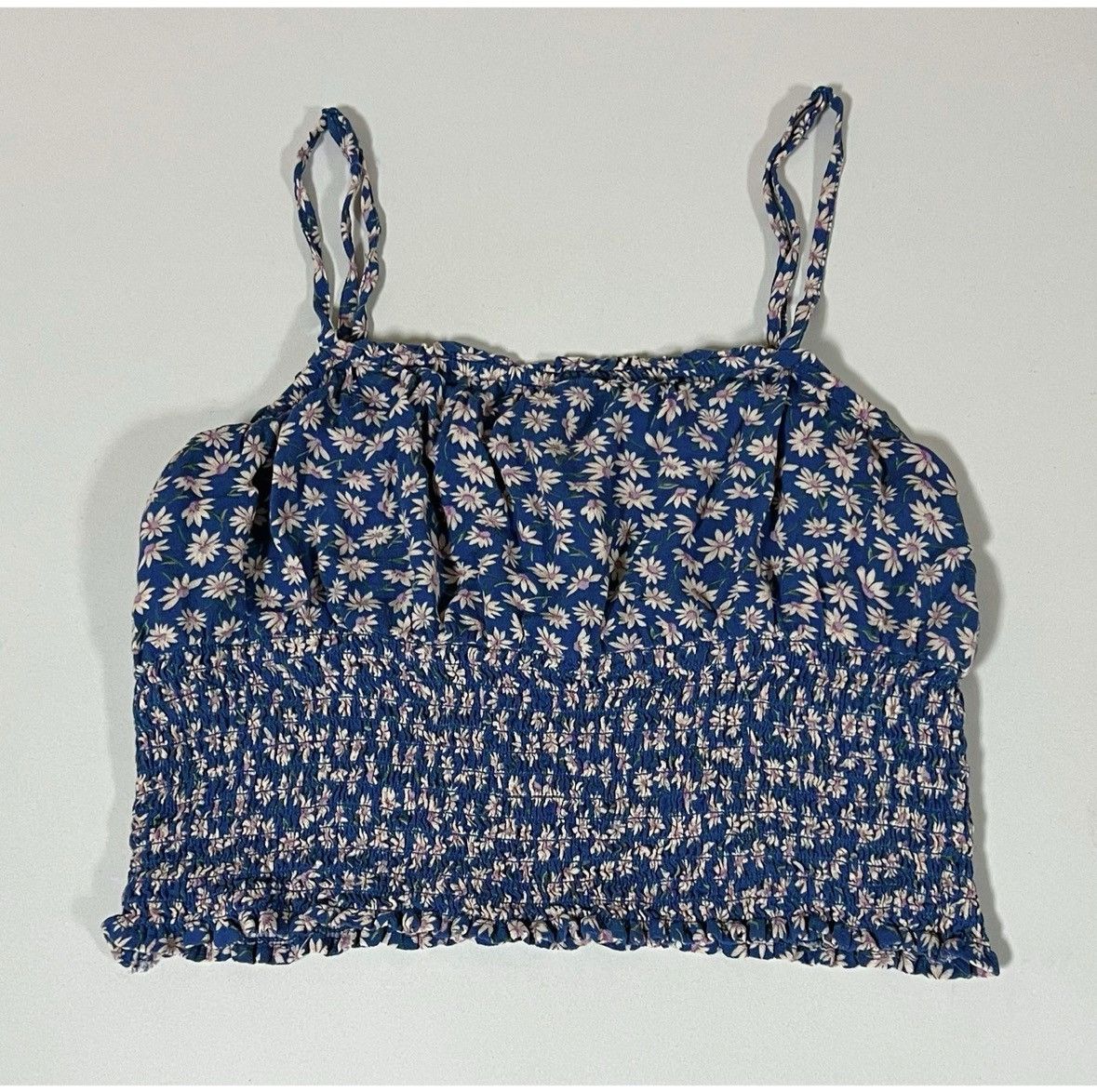American Eagle Outfitters AE Blue Purple Daisy Floral Crop Top Shirt Blouse Size S 🪻✨ Size S / US 4 / IT 40 - 1 Thumbnail