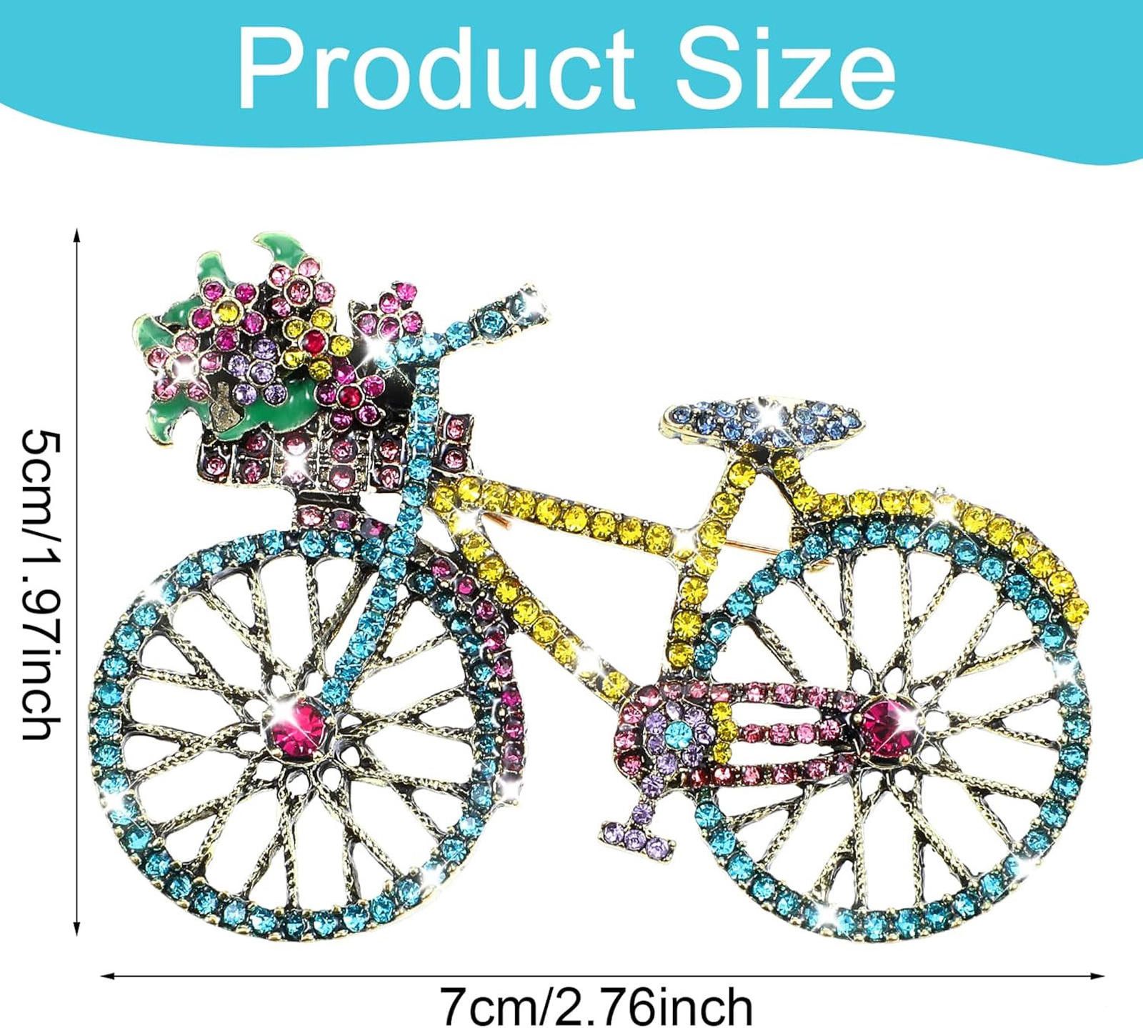 Designer Bike Bicycle Brooch Pin Crystal Rhinestone Creative Retro Size ONE SIZE - 2 Thumbnail