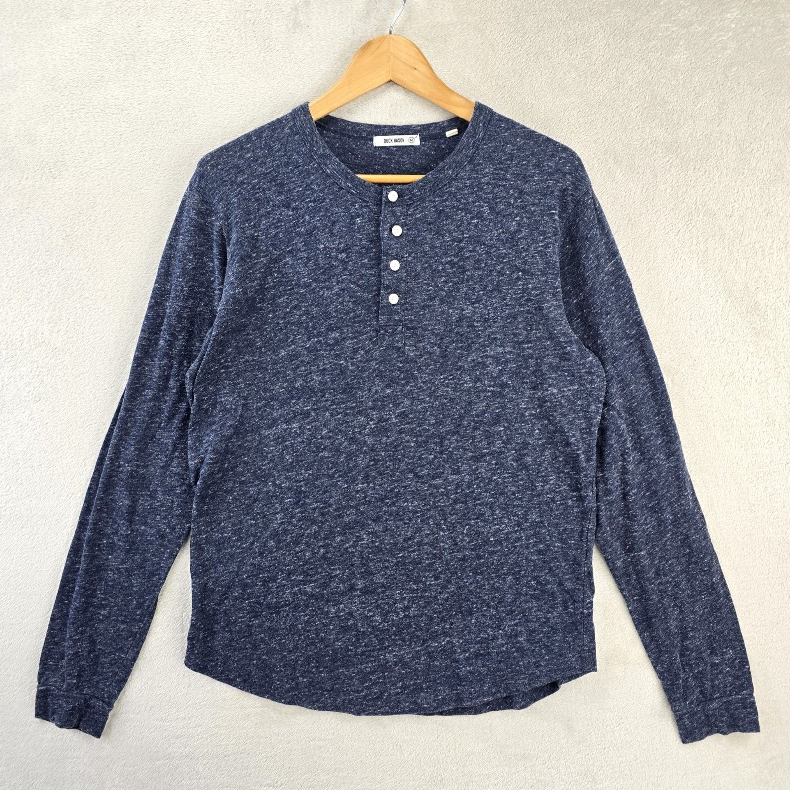 Buck Mason Buck Mason Henley Shirt Medium Lightweight Heather Navy Blue Size US M / EU 48-50 / 2 - 1 Thumbnail
