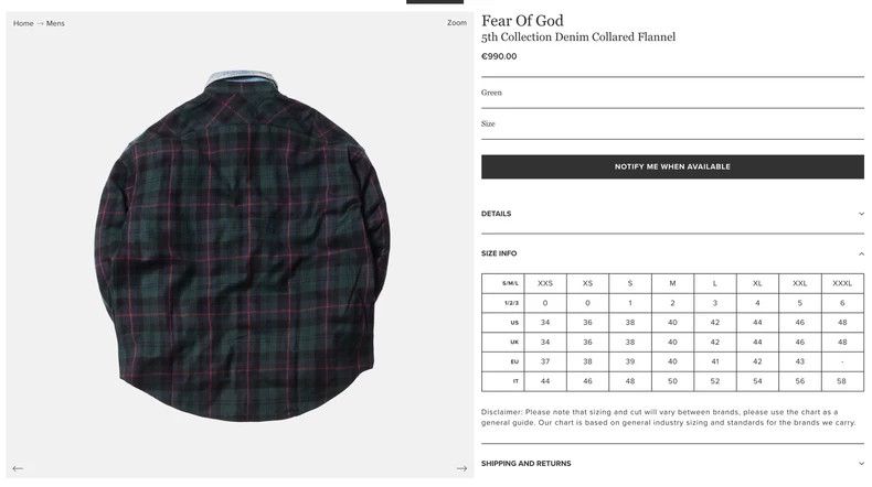 Fear of God Fear of God Green checkered denim collar shirt Size US M / EU 48-50 / 2 - 5 Thumbnail