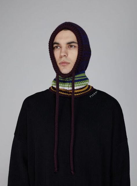 Marni o1w1db11024 Size: OS / Virgin Wool Knitted Balaclava Size ONE SIZE - 2 Thumbnail