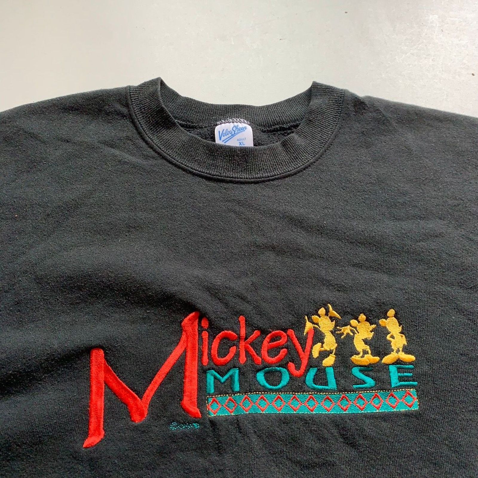 Disney Vintage 90s Mickey Mouse Disney Crewneck XL Faded Black Rare Size US L / EU 52-54 / 3 - 3 Thumbnail