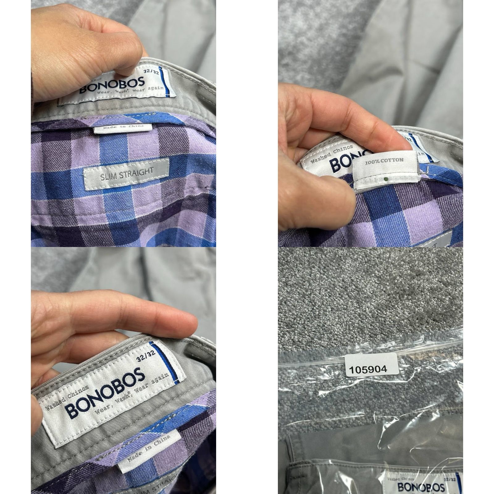 Bonobos Bonobos Slim Chino Pants Mens 32 Gray Cotton Low Rise Flat Front Straight Size US 32 / EU 48 - 9 Thumbnail