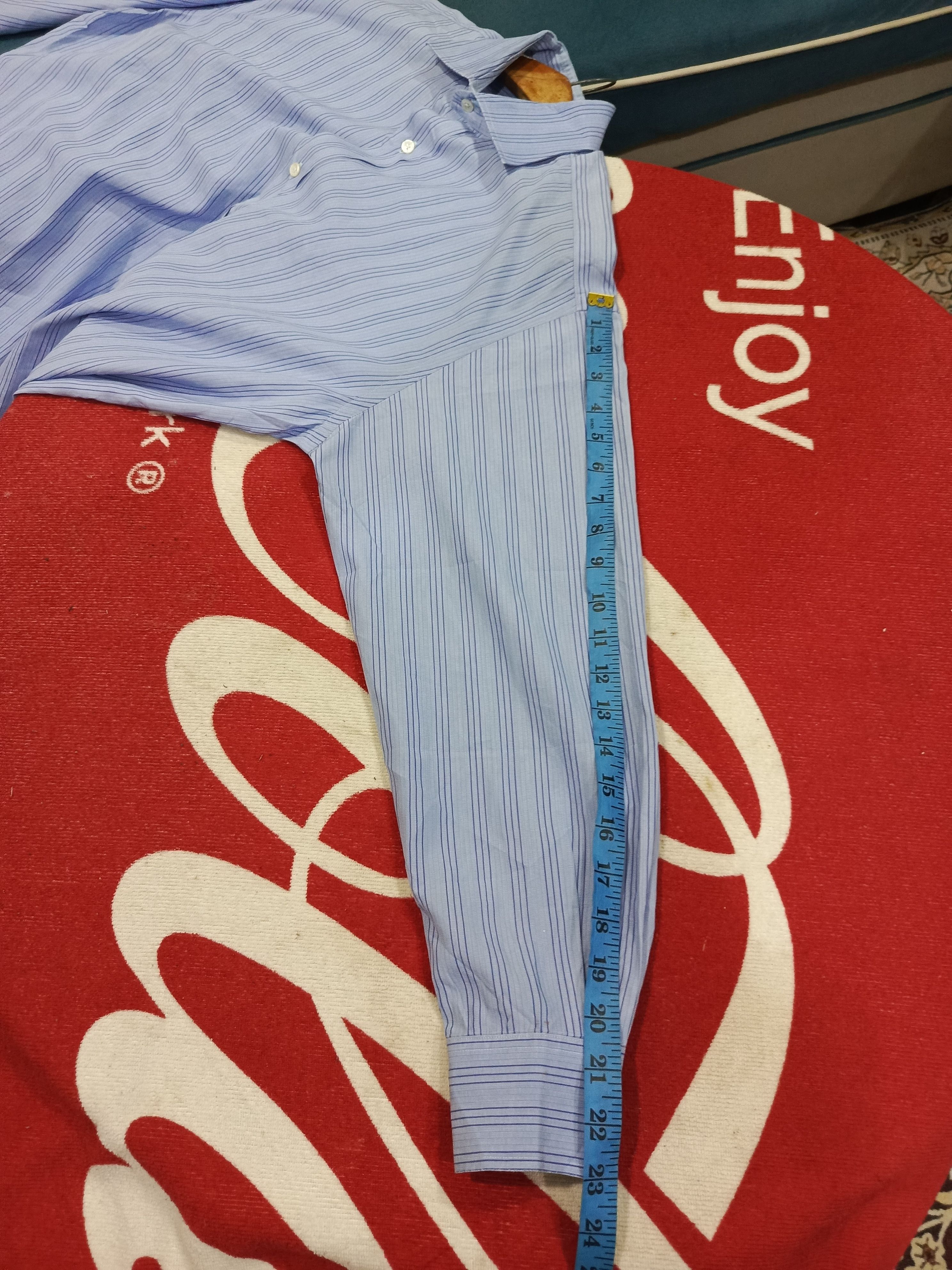 Hermes Hermès Men's Light Blue Vertical Striped Long Sleeve Dres Size US XL / EU 56 / 4 - 14 Thumbnail