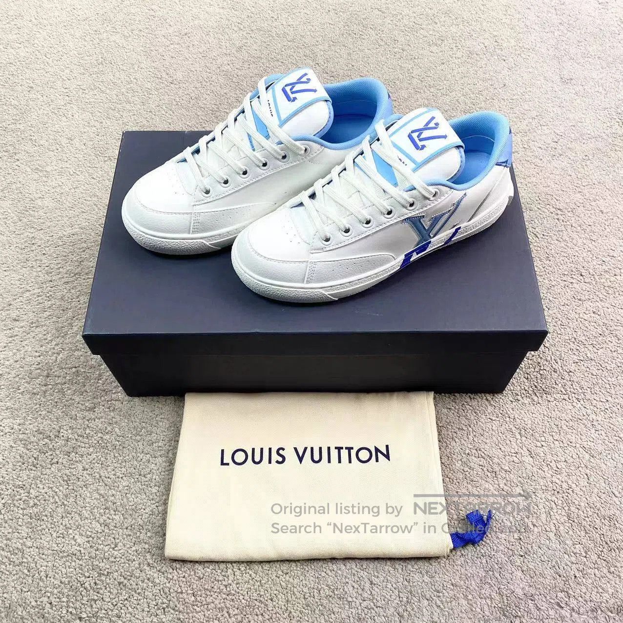 Louis Vuitton Louis Vuitton White and blue side logo board shoes| Size US 4.5 / IT 34.5 - 2 Thumbnail
