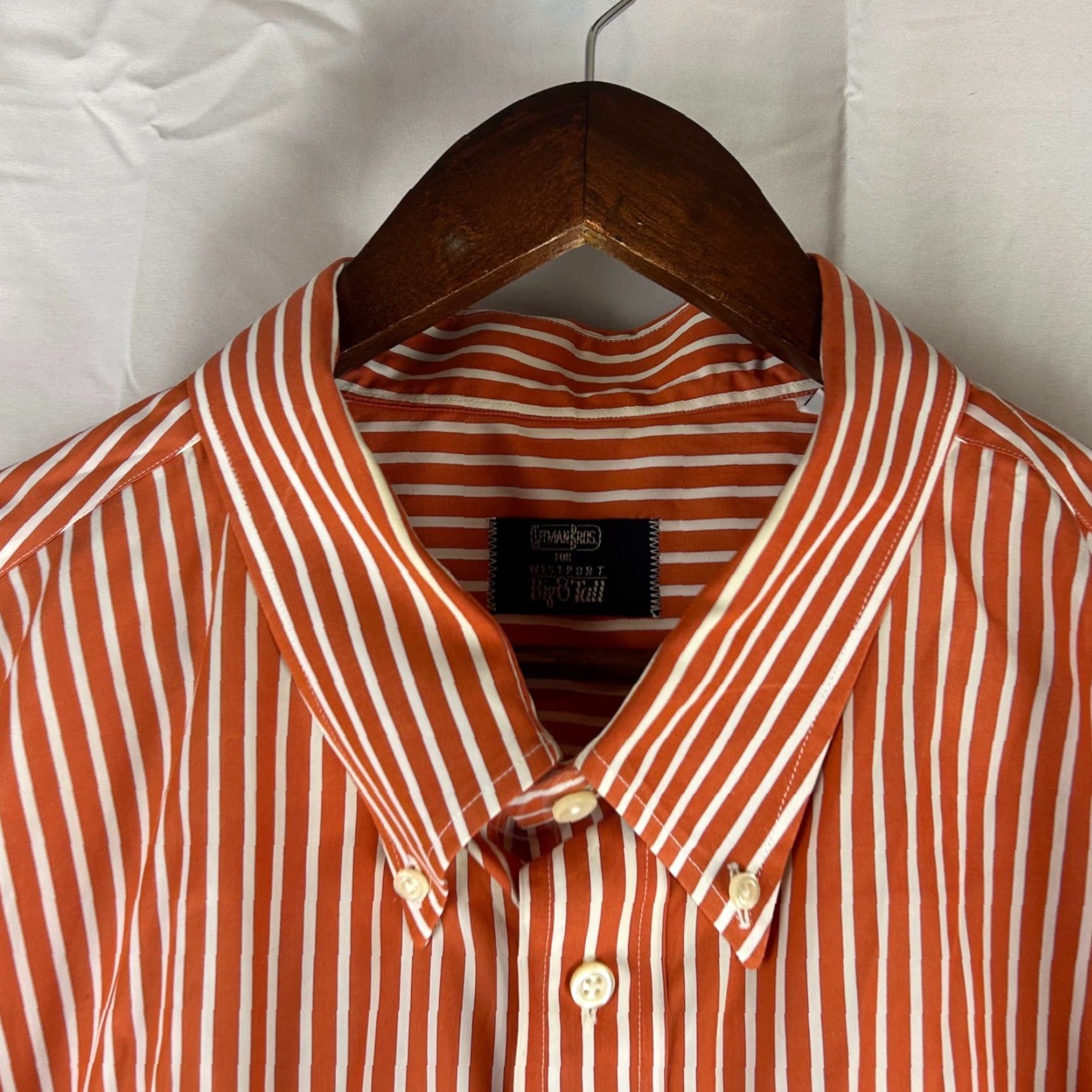 Vintage Gitman Bros Button-Down Shirt Mens 3XT Orange White Striped Big & Tall USA Made Size US XXL / EU 58 / 5 - 3 Thumbnail