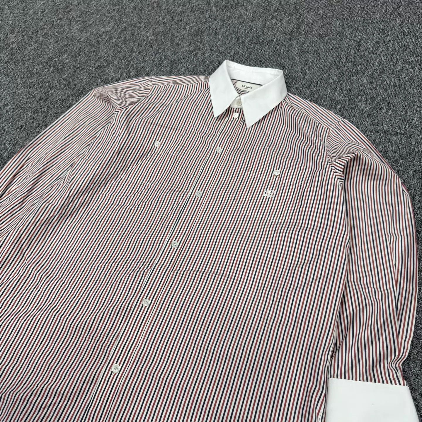 Celine Striped Long-Sleeve Button-Up Shirt Size US L / EU 52-54 / 3 - 4 Thumbnail