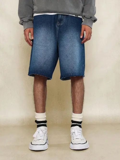 Jean Jeans Denim Shorts Jorts Graphic Drip Size US 33 - 2 Thumbnail