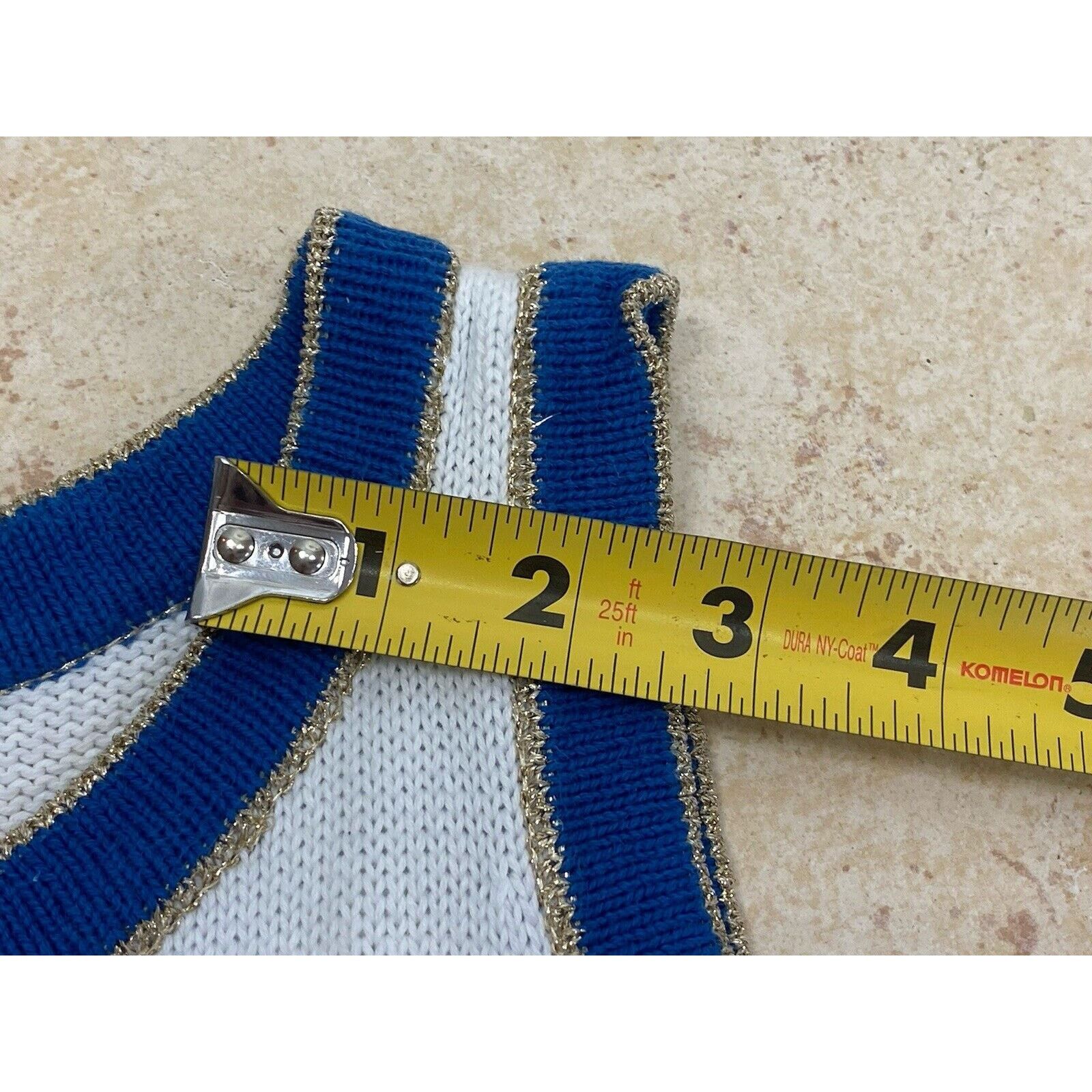 Bloomingdale's Bloomingdales Women's White Blue Gold Knit Sheath Dress S Size S / US 4 / IT 40 - 10 Thumbnail