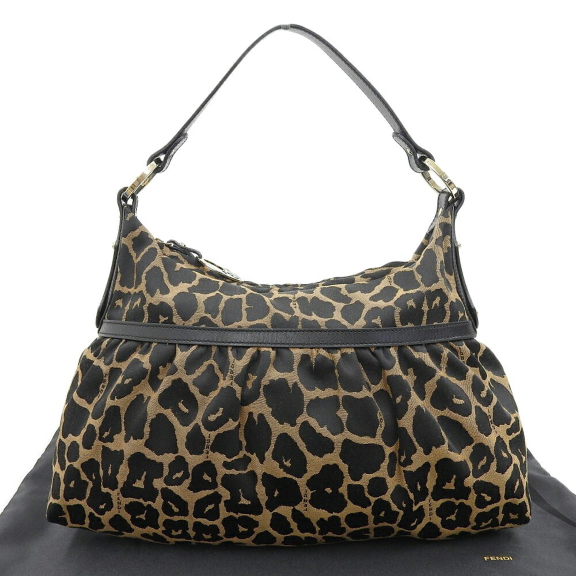 Fendi Fendi 8BR448-GT6 119-2354 Bag Canvas Leather Brown Black Leopard Print Size ONE SIZE - 1 Thumbnail