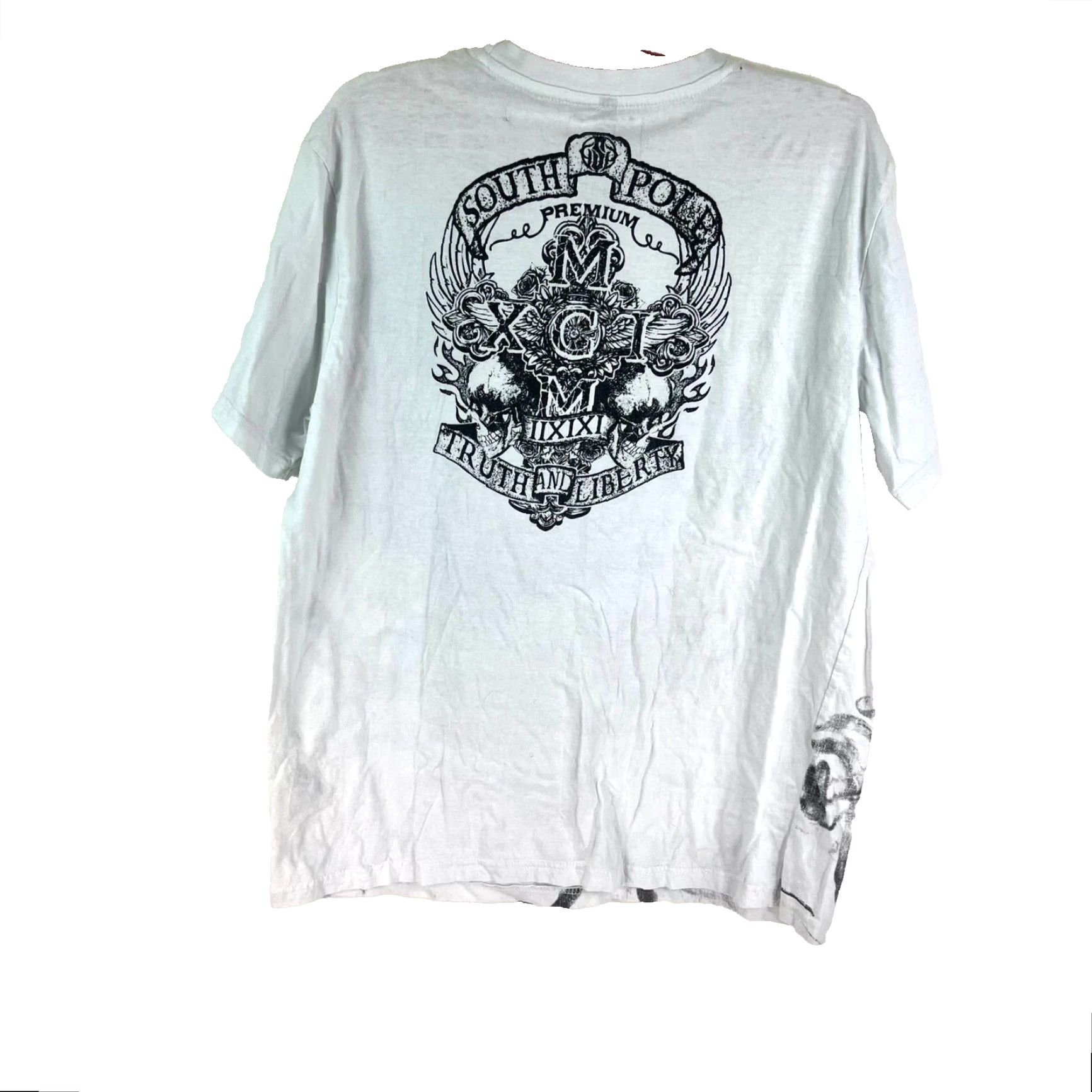 Southpole VINTAGE South Pole Skull T-Shirt Men's XL White Graphic Print Summer Fall Spring Mens Size US XL / EU 56 / 4 - 6 Thumbnail