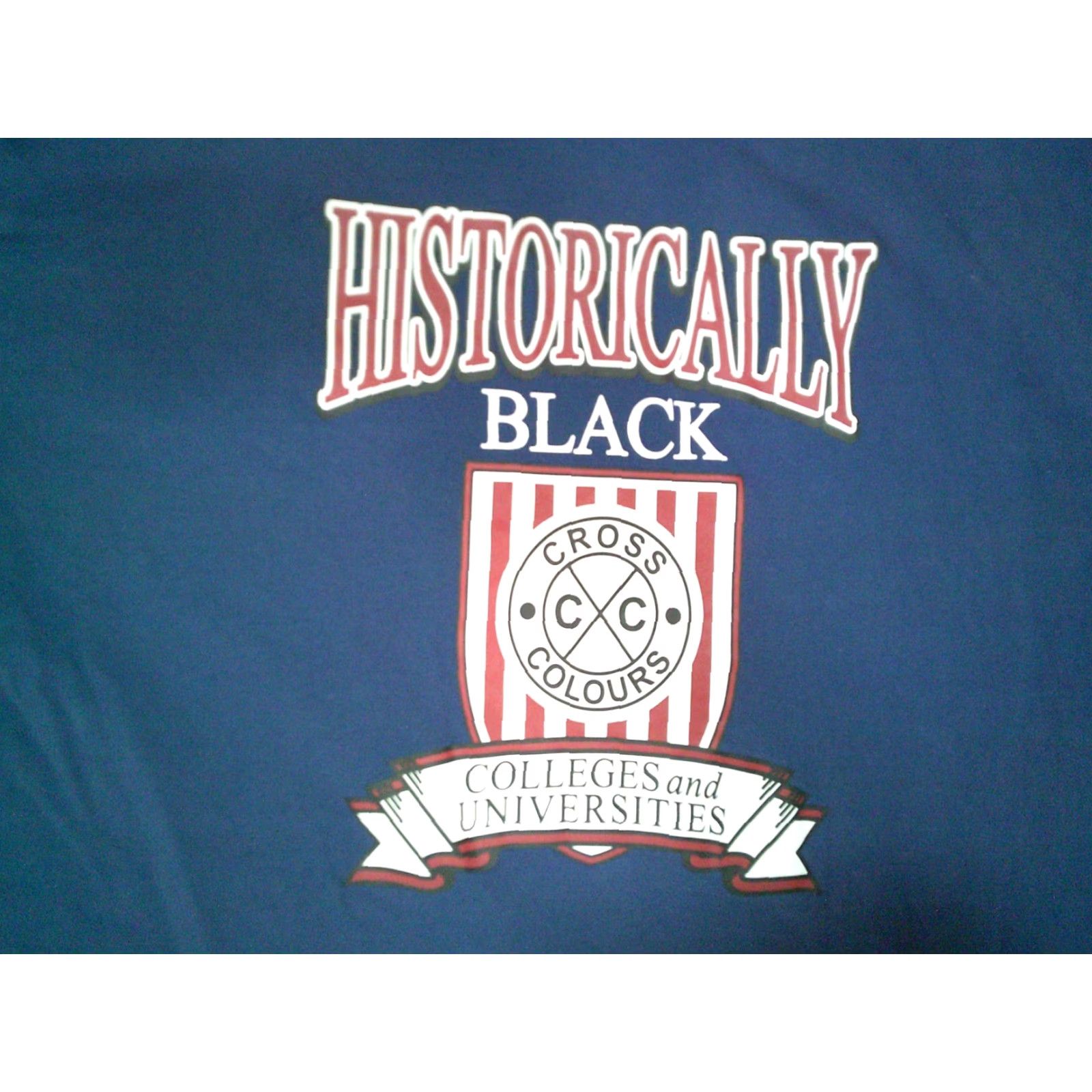 Vintage Cross Colours HBCU T Shirt Large Blue Mens Short Sleeve Crew Neck 90s Hip Hop Logo Knit Cotton All Seasons Regular Size US L / EU 52-54 / 3 - 3 Thumbnail