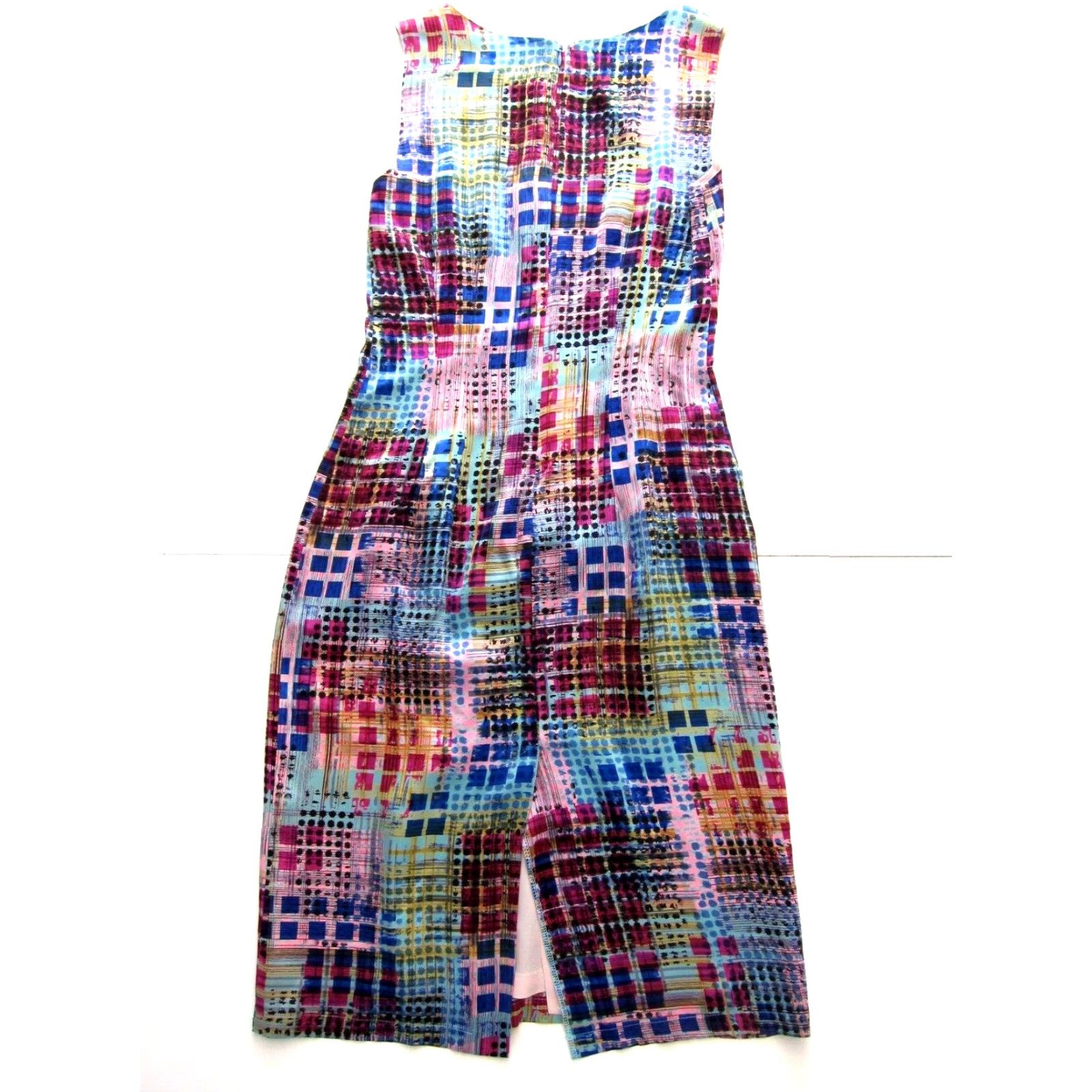 Pinko Mercy Jones 100% Rayon Pink Blue Plaid Sleeveless Sheath Tank Dress Small Size S / US 4 / IT 40 - 2 Thumbnail