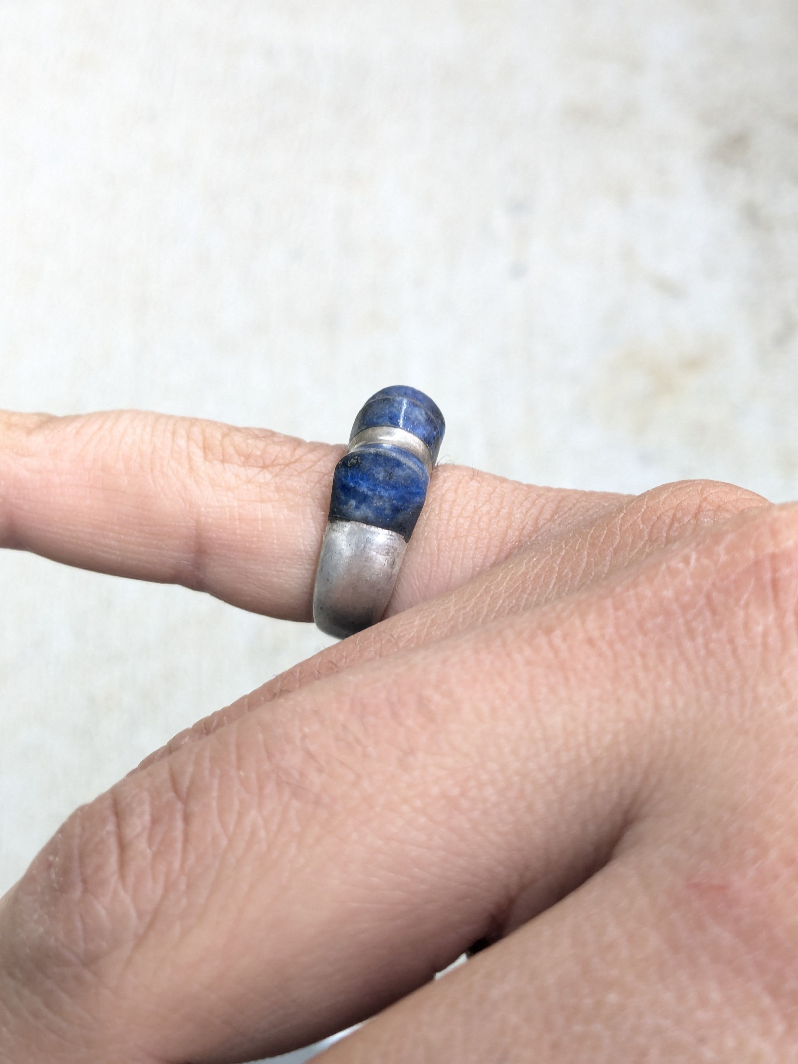 Jewelry Sterling Silver Ring 6.25 Lapis Lazuli Modern Avant Garde Size ONE SIZE - 11 Thumbnail