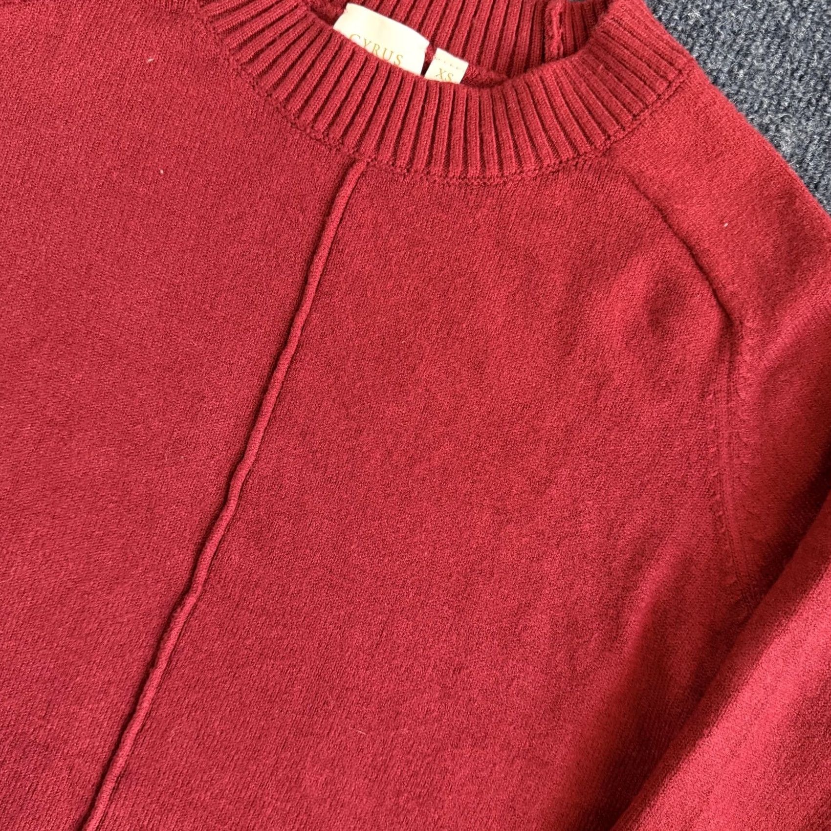 Vintage Cyrus Sweater Womens XS Red Crew Neck Raglan Tight-Knit Pullover Size XS / US 0-2 / IT 36-38 - 2 Thumbnail