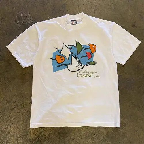 VIBE Loose White Casual Short Sleeve T-Shirt Size US L / EU 52-54 / 3 - 5 Thumbnail