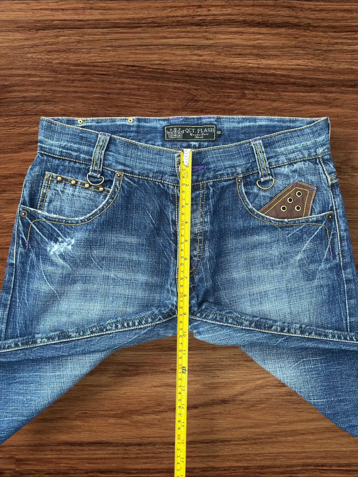 Japanese Brand Vintage Japanese Brand Blue Washed Buttonfly Distressed Jean Size US 31 - 19 Thumbnail