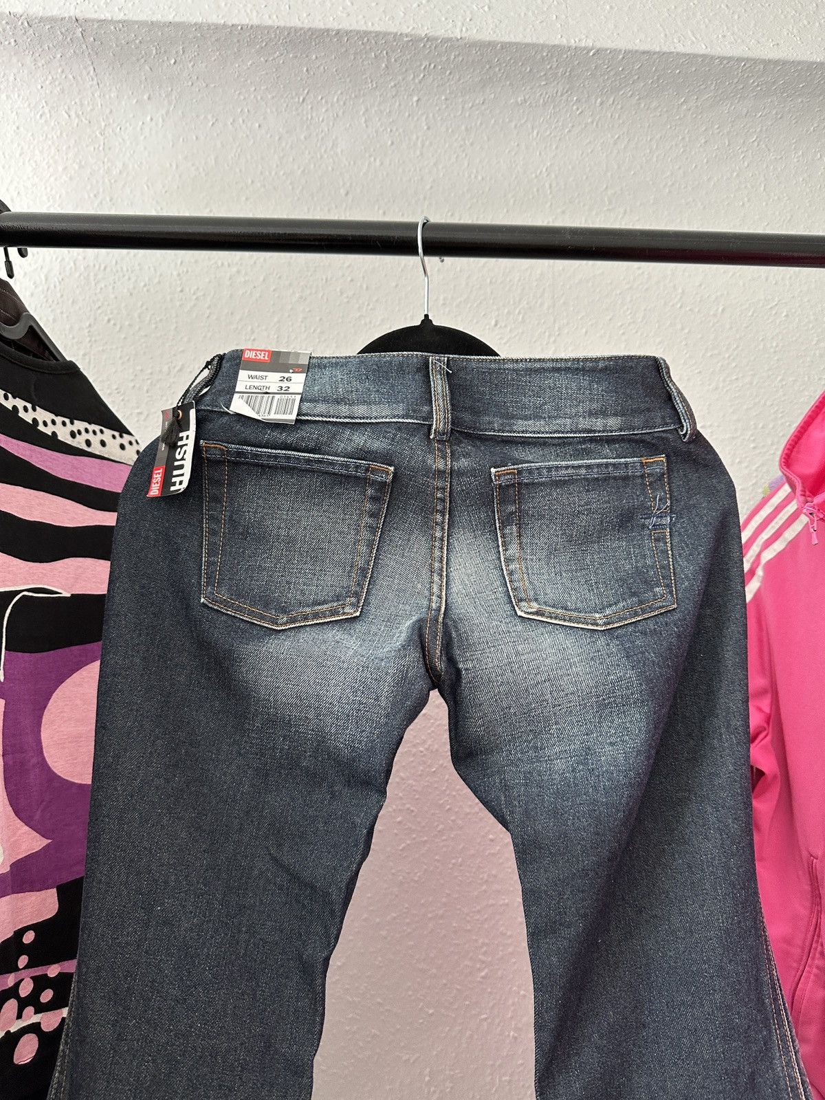 Diesel × Seditionaries Diesel Old Washed Fade Asymmetric Low Rice Wrap Jeans 00s Size 26" / US 2 / IT 38 - 5 Thumbnail