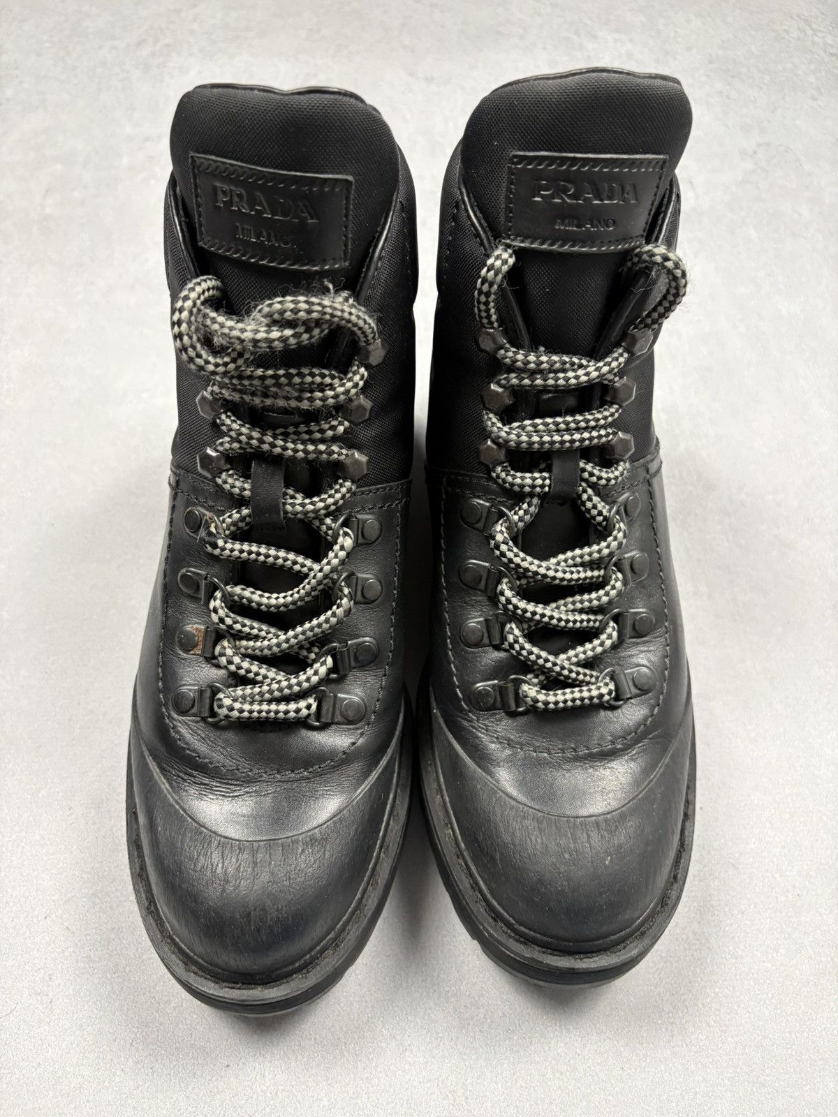 Prada Prada Milano Leather Hiking Combat Boots Lug Sole 3T 5920 Size US 8.5 / IT 38.5 - 2 Thumbnail
