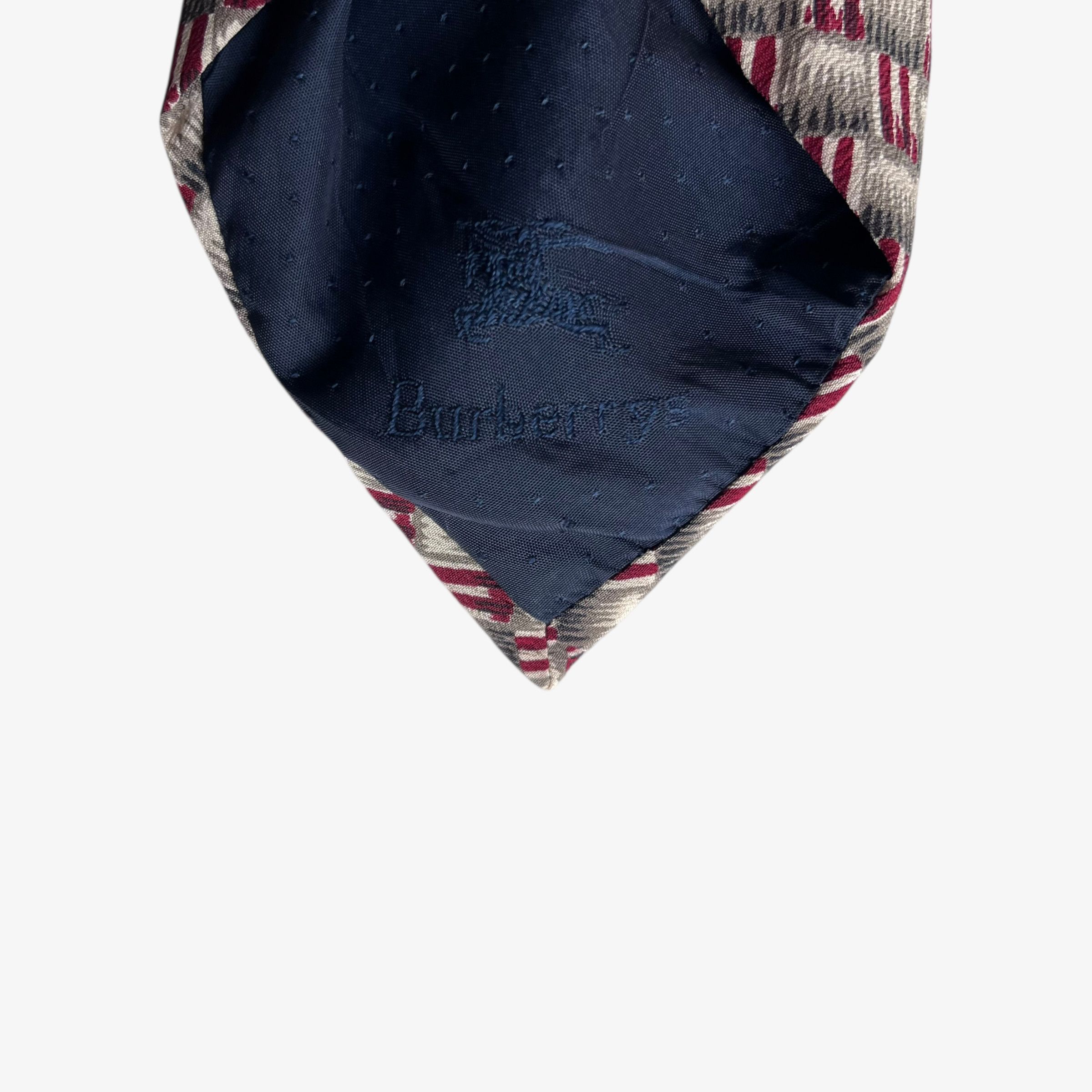Burberry Vintage 80s Burberry Abstract Geometric Striped Silk Tie Size ONE SIZE - 2 Thumbnail