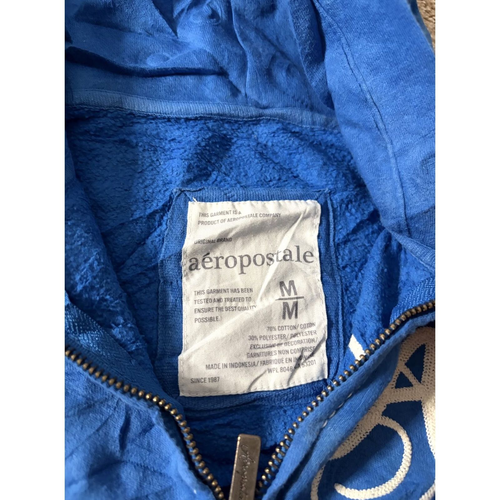 Aeropostale Aero 87 Hoodie Womens Medium Blue Full Zip Fleece Logo Embroidered Sweatshirt Size M / US 6-8 / IT 42-44 - 4 Thumbnail