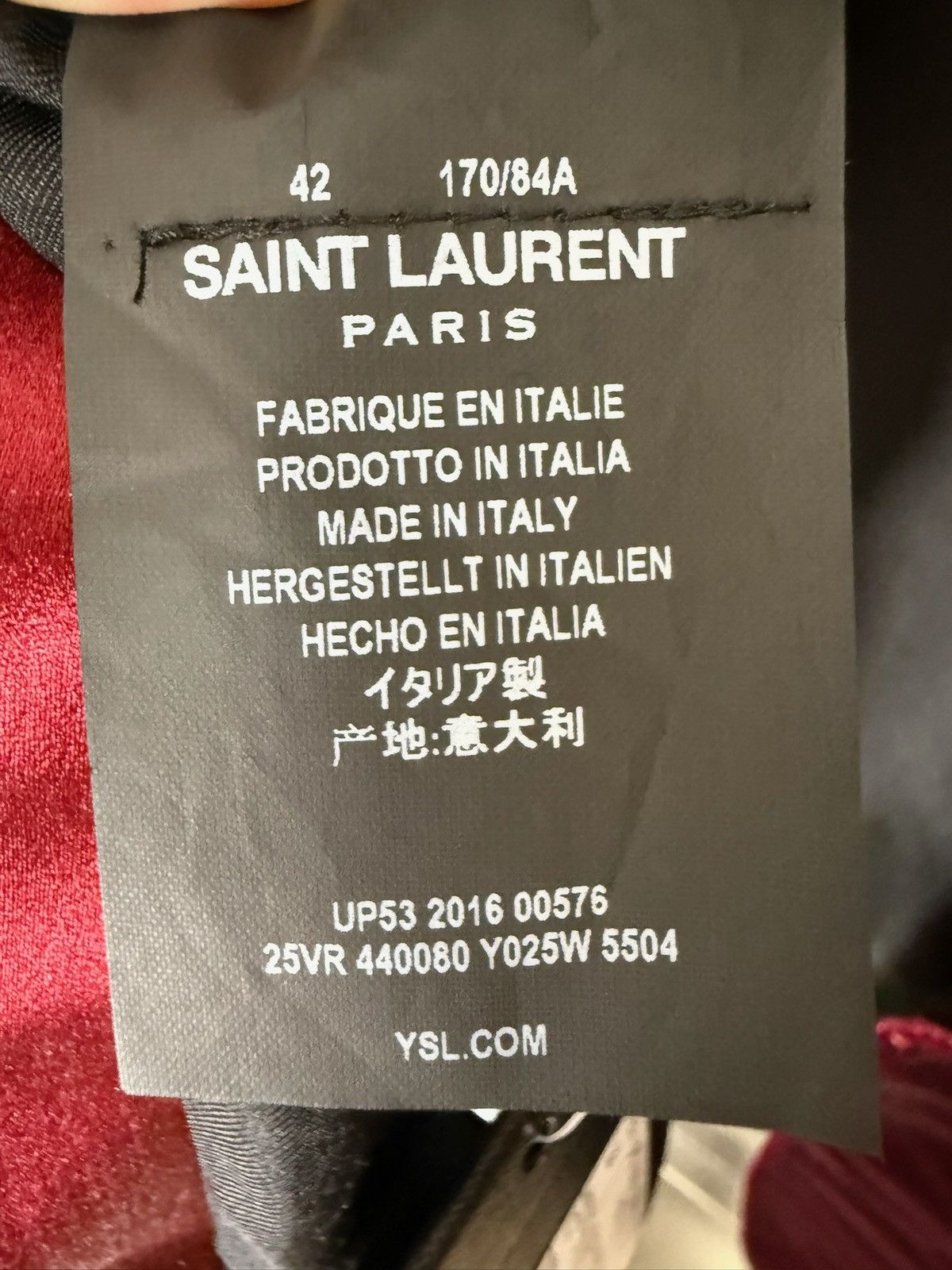 Saint Laurent Paris Aw16 Burgundy Velvet Smoking Jacket Blazer with satin lapel Size 42R - 4 Thumbnail