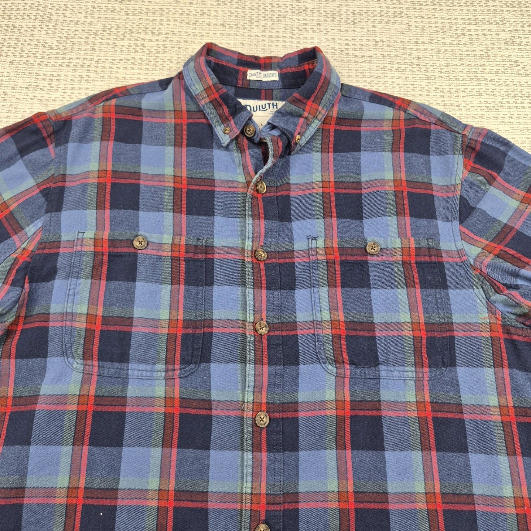 CO Duluth Trading Co Shirt Mens Large Button-Up Flat Plaid Flannel Untucked Size US L / EU 52-54 / 3 - 4 Thumbnail