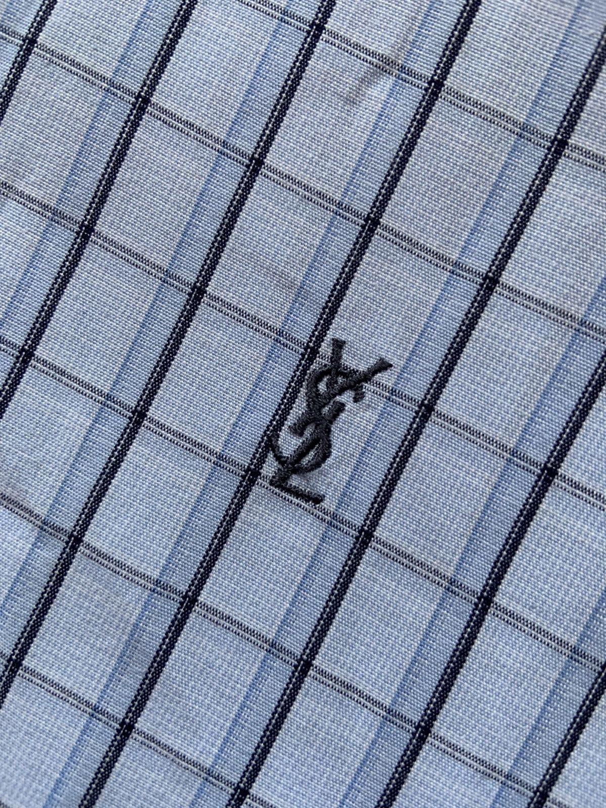 vintage yves saint laurent button up blue shirt Menswear