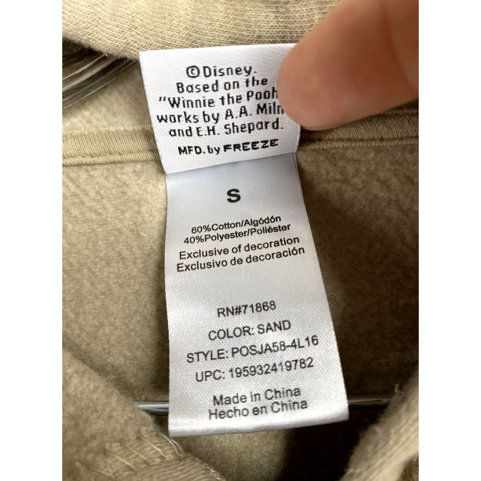 Disney Disney Winnie the Pooh Womens Hoodie Sweatshirt Zip-Up S Embroidered Brown 60% Cotton 40% Polyester Crew Neck Hooded Full Zip Womens Size S Size S / US 4 / IT 40 - 4 Thumbnail