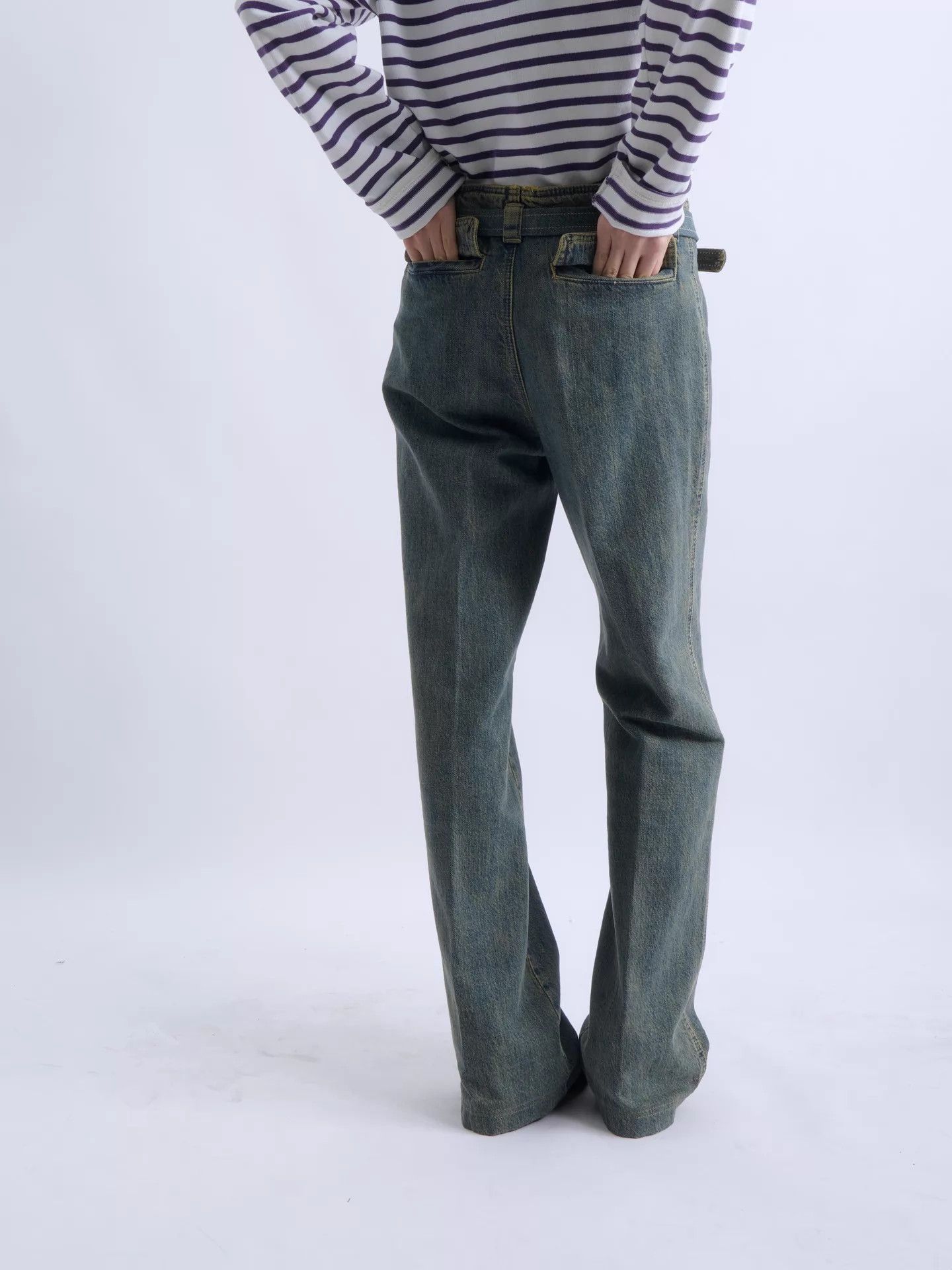Chanel CHANEL 2000 KL Y2K Flared Washed Jeans Gray-Blue Teal 40 Size 28" / US 6 / IT 42 - 6 Thumbnail