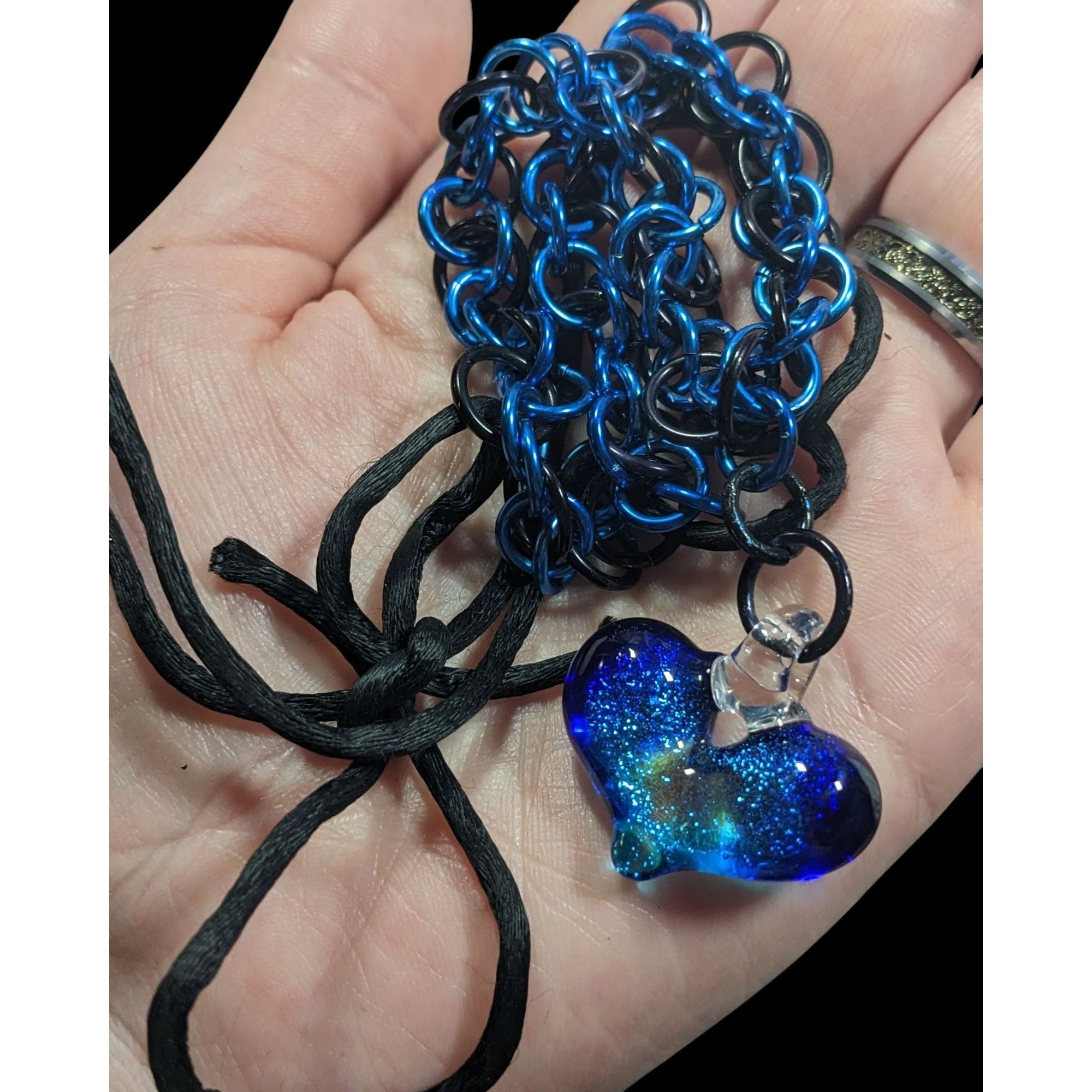 Other Handmade Whimsical Blue Heart And Chainmail Necklace Size ONE SIZE - 3 Thumbnail