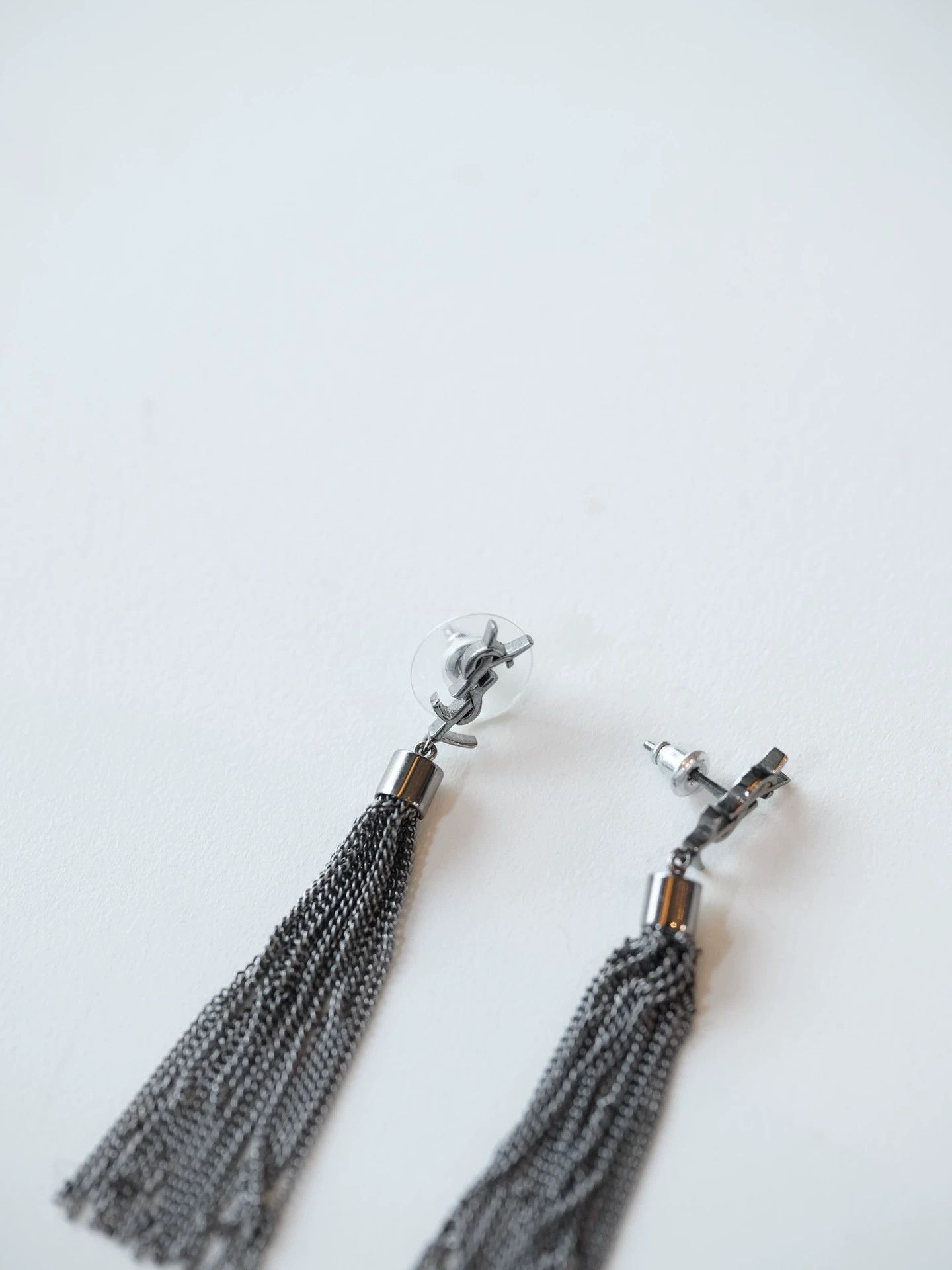Yves Saint Laurent YSL Silver Letter Tassel Earrings Size ONE SIZE - 5 Thumbnail
