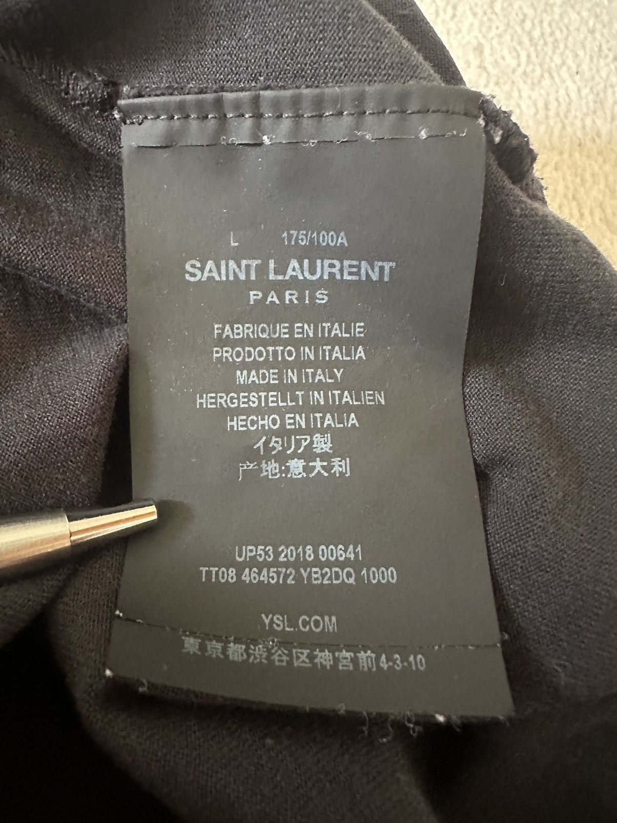 Saint Laurent Paris $550 Saint Laurent Rive Gauche black logo t shirt L Size US L / EU 52-54 / 3 - 9 Thumbnail