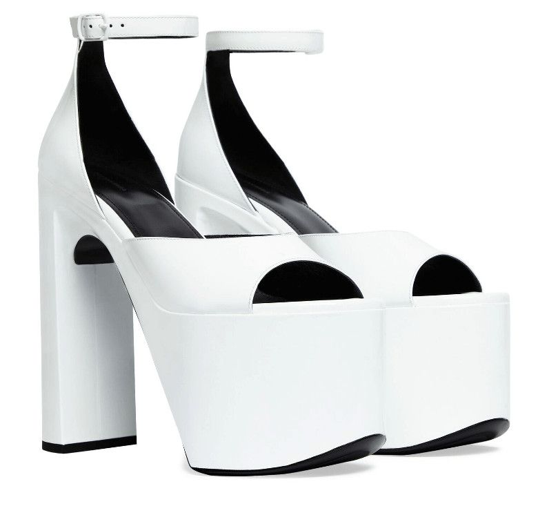 Balenciaga o1la1rc1a1024 Camden 160mm Sandals in Optical White Size US 8 / IT 38 - 2 Thumbnail