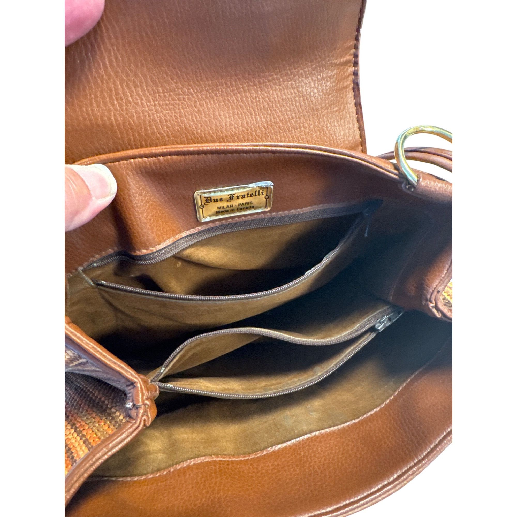 Designer Due Fratelli Milan Brown Striped Shoulder Bag Purse 11x13 SK Size ONE SIZE - 10 Thumbnail