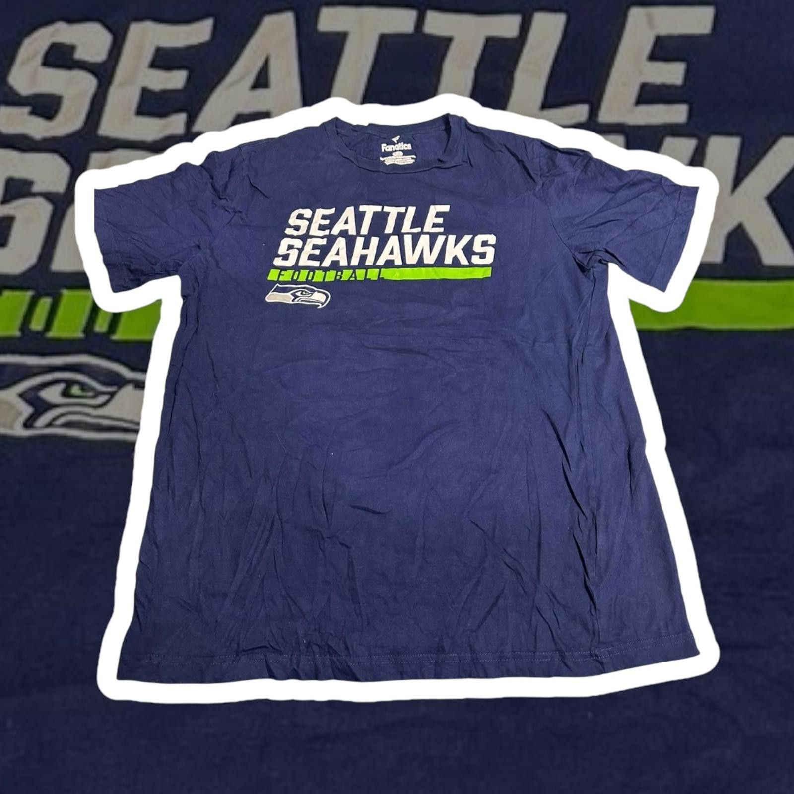Designer Seattle Seahawks Fanatics T-Shirt - Navy Blue Size US L / EU 52-54 / 3 - 1 Thumbnail