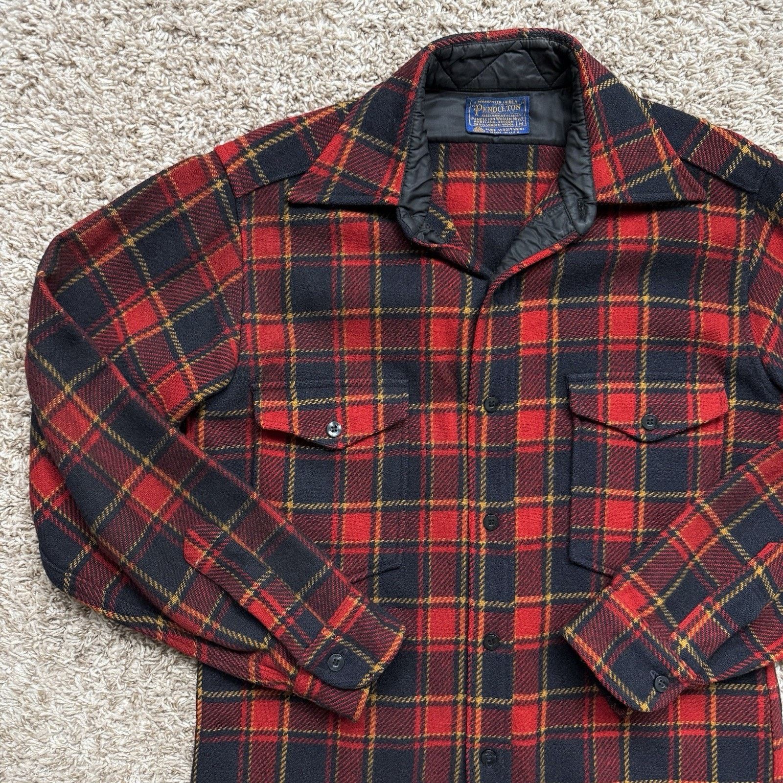 Pendleton × Vintage Vintage Pendleton Thick Wool Shacket Flannel Shirt Red Plaid Size US M / EU 48-50 / 2 - 3 Thumbnail