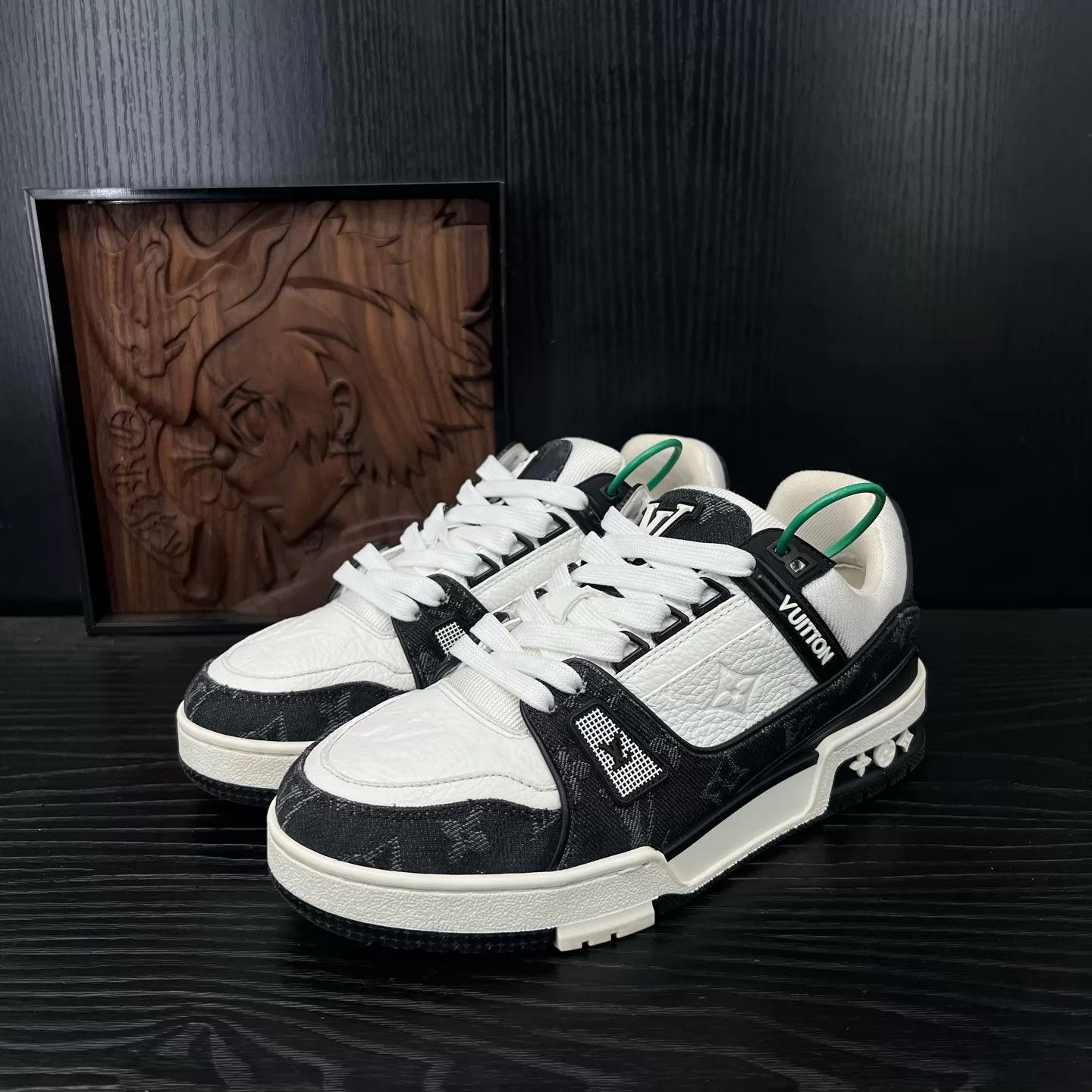 Louis Vuitton LV Trainer black white denim Size US 6.5 / IT 36.5 - 1 Thumbnail