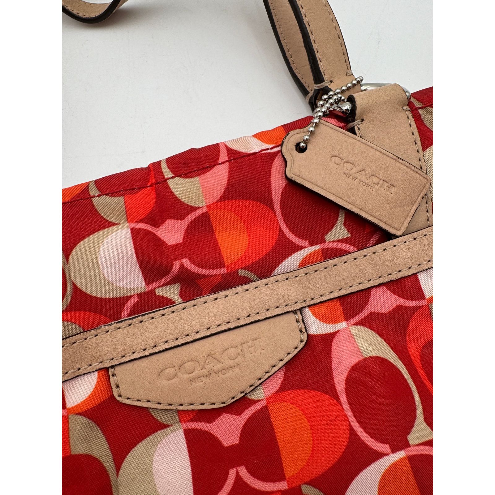 Coach Coach Signature Striped Vermillion Dream C Tote Fabric Size ONE SIZE - 4 Thumbnail