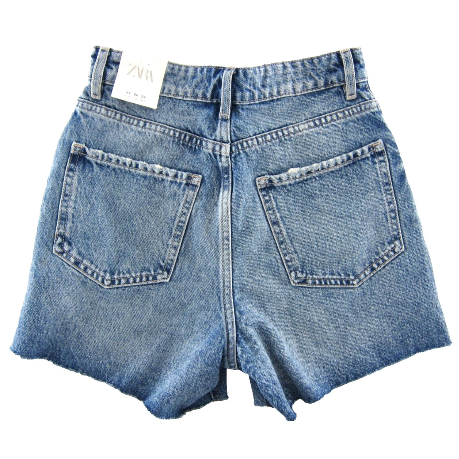 Zara NWT Zara 100% Cotton High Rise Denim Jean Cut Off Shorts Women US Size 2 Size 26" / US 2 / IT 38 - 3 Thumbnail