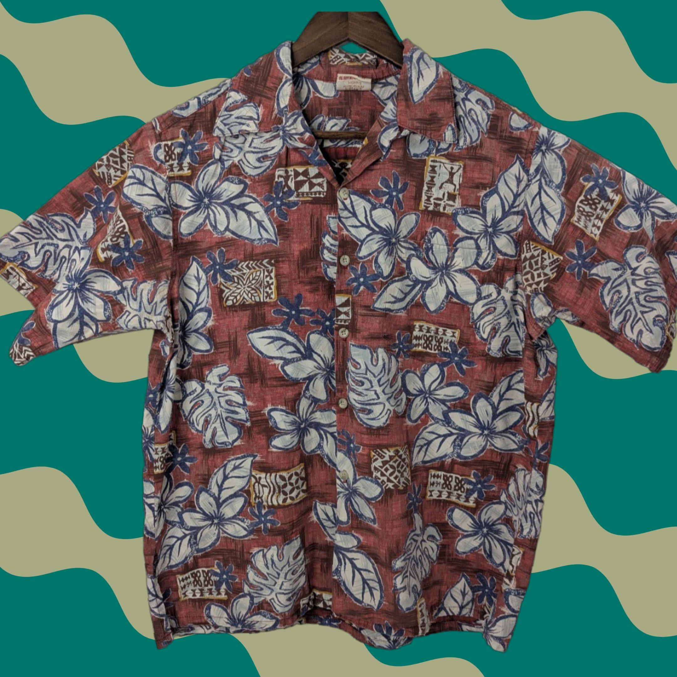 Vivobarefoot Go Barefoot Shirt Men’s M Red Palm Floral Hawaiian Aloha VTG Collar Button-Up Short Sleeve Casual Center Box Pleat Pocket Size US M / EU 48-50 / 2 - 1 Thumbnail