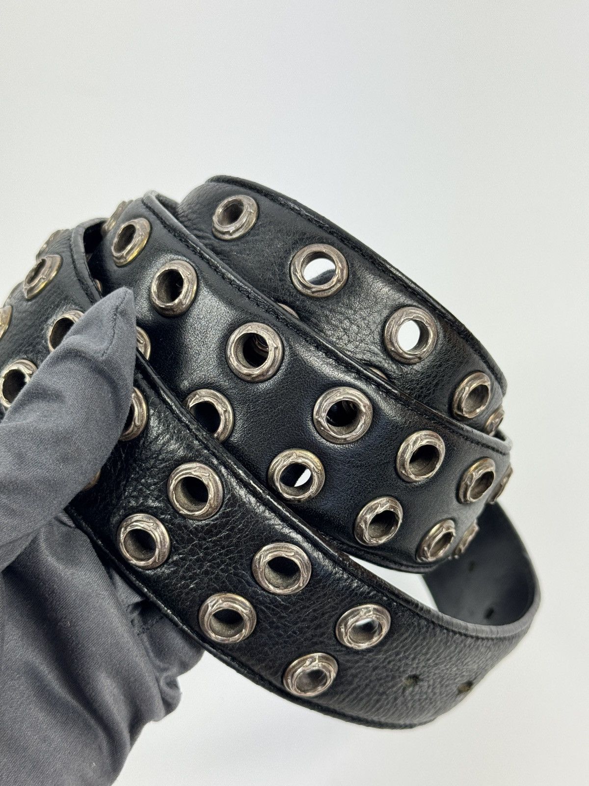 Chrome Hearts DOUBLE STUD STERLING SILVER LEATHER BELT *RARE* Size 36 - 2 Thumbnail