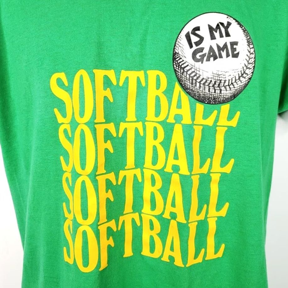 Vintage VINTAGE Screen Stars T Shirt Softball 80s Mens Large Green Short Sleeve Crew Neck 50/50 Made In USA Graphic Tee Girls/Mens Size US L / EU 52-54 / 3 - 3 Thumbnail