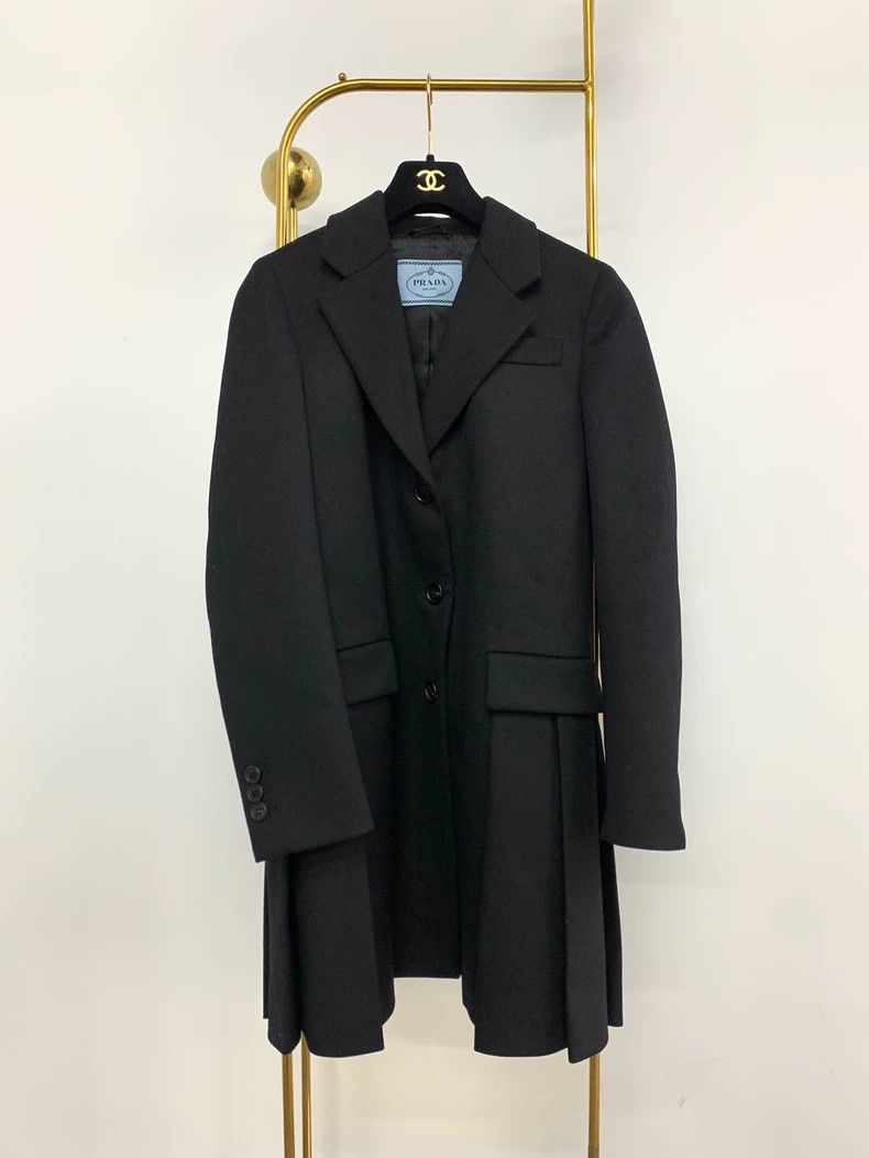 Prada Prada Black Wool Long Coat - dmc Size US M / EU 48-50 / 2 - 1 Thumbnail